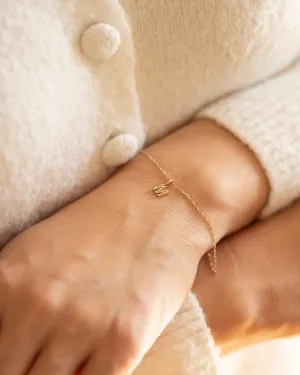 14k Genuine Diamond Initial Bracelet