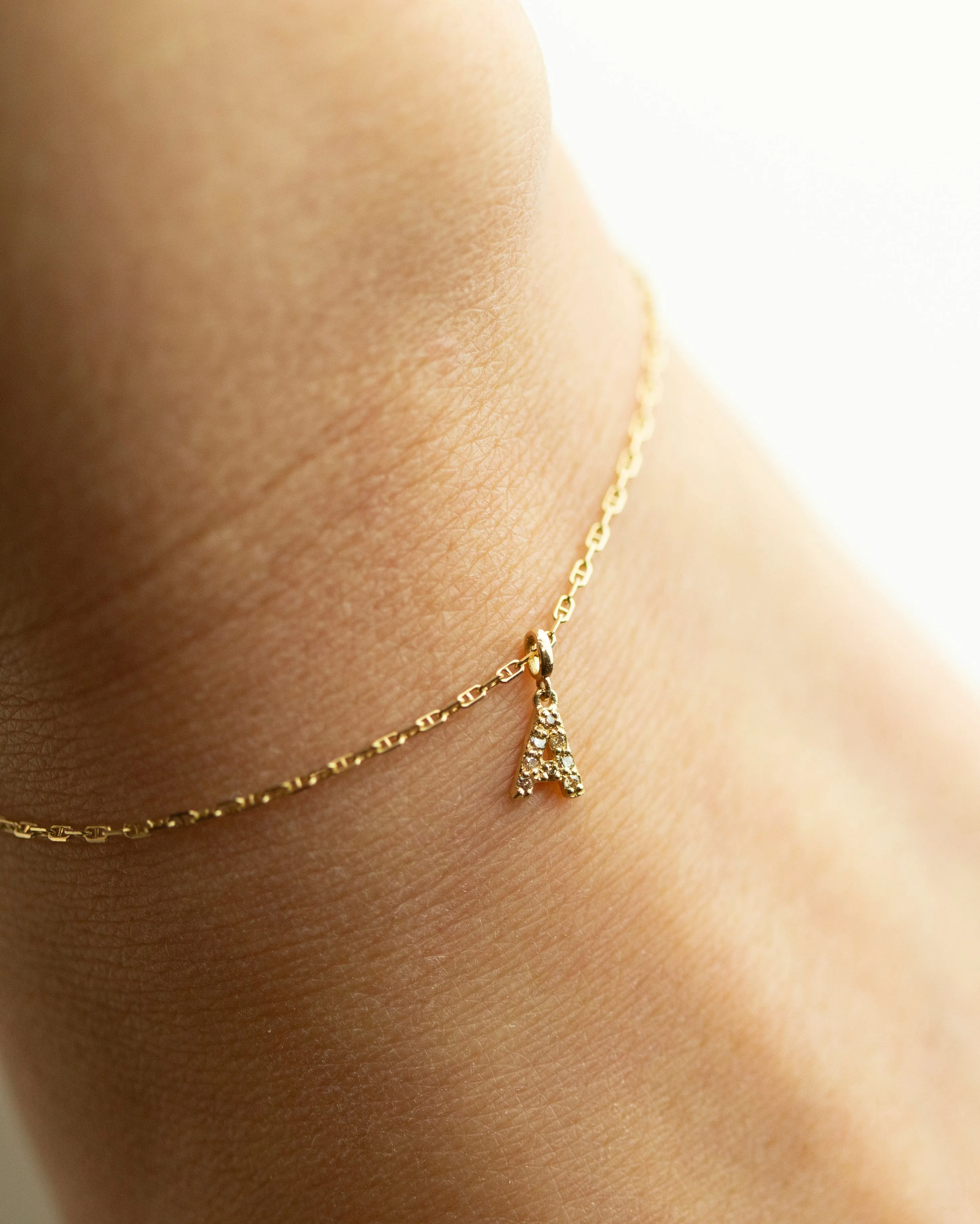 14k Genuine Diamond Initial Bracelet