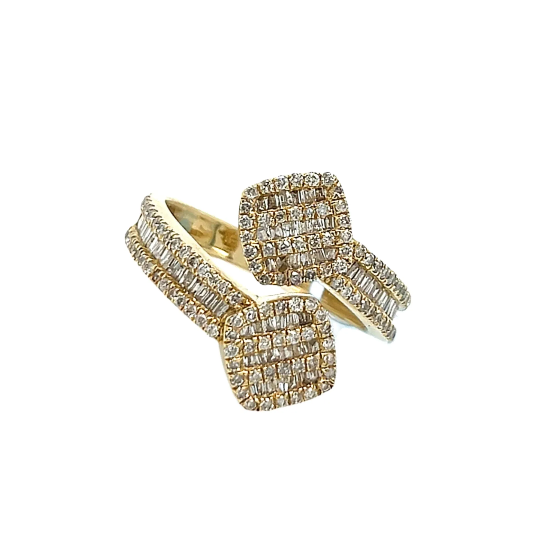 14k Gold 1.12ct Baguette Natural Diamonds Double Square Ring - EXRG2092