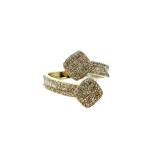 14k Gold 1.12ct Baguette Natural Diamonds Double Square Ring - EXRG2092