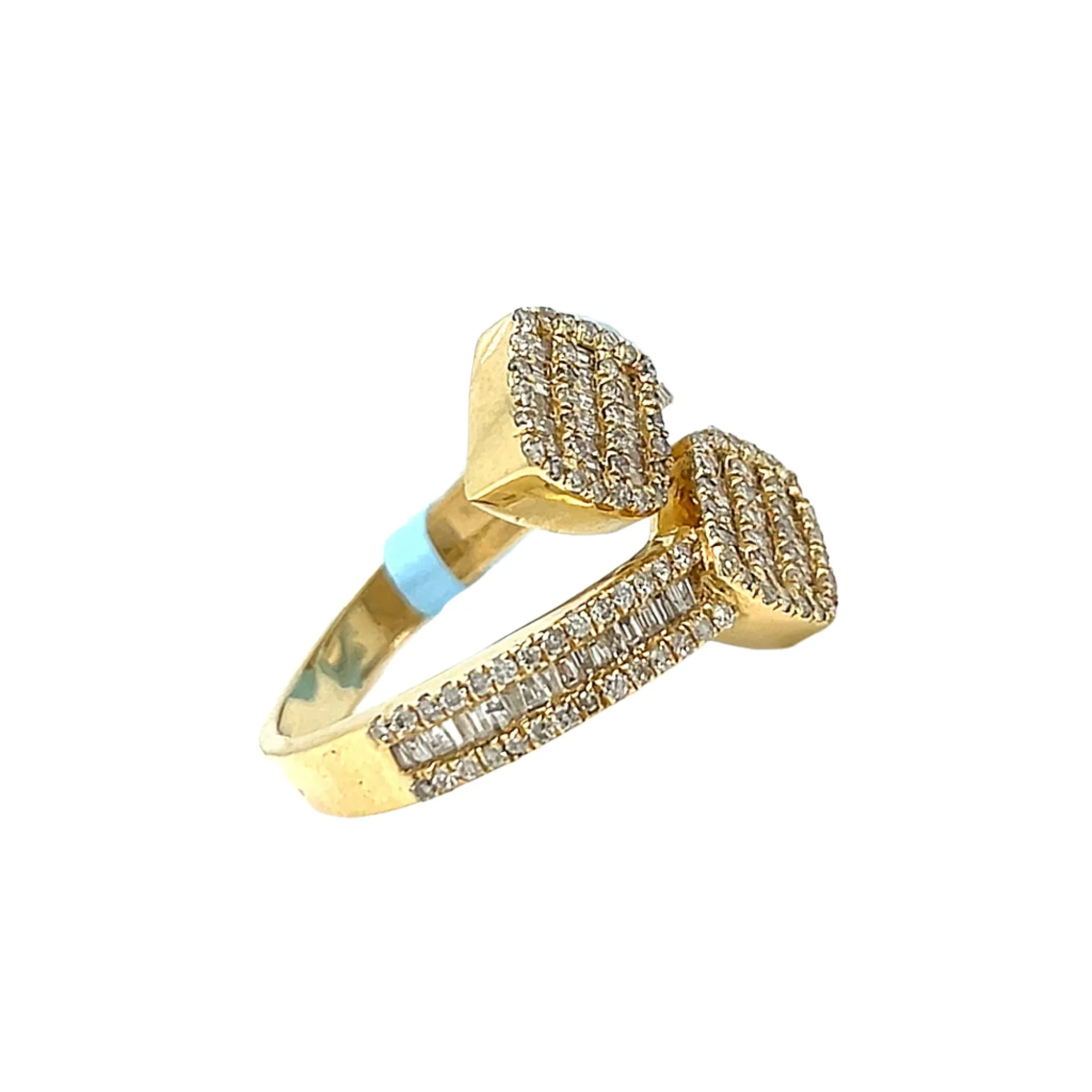 14k Gold 1.12ct Baguette Natural Diamonds Double Square Ring - EXRG2092