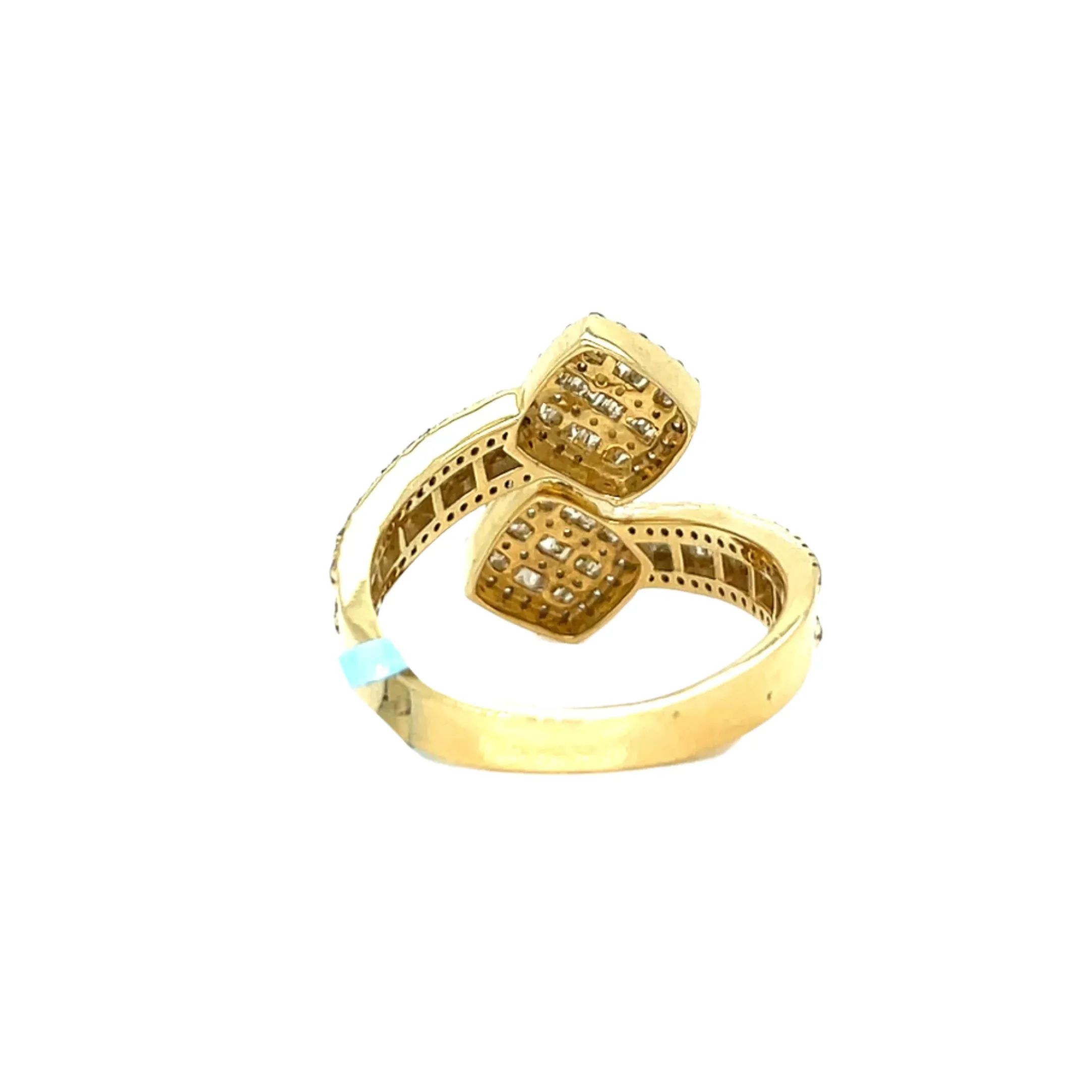 14k Gold 1.12ct Baguette Natural Diamonds Double Square Ring - EXRG2092