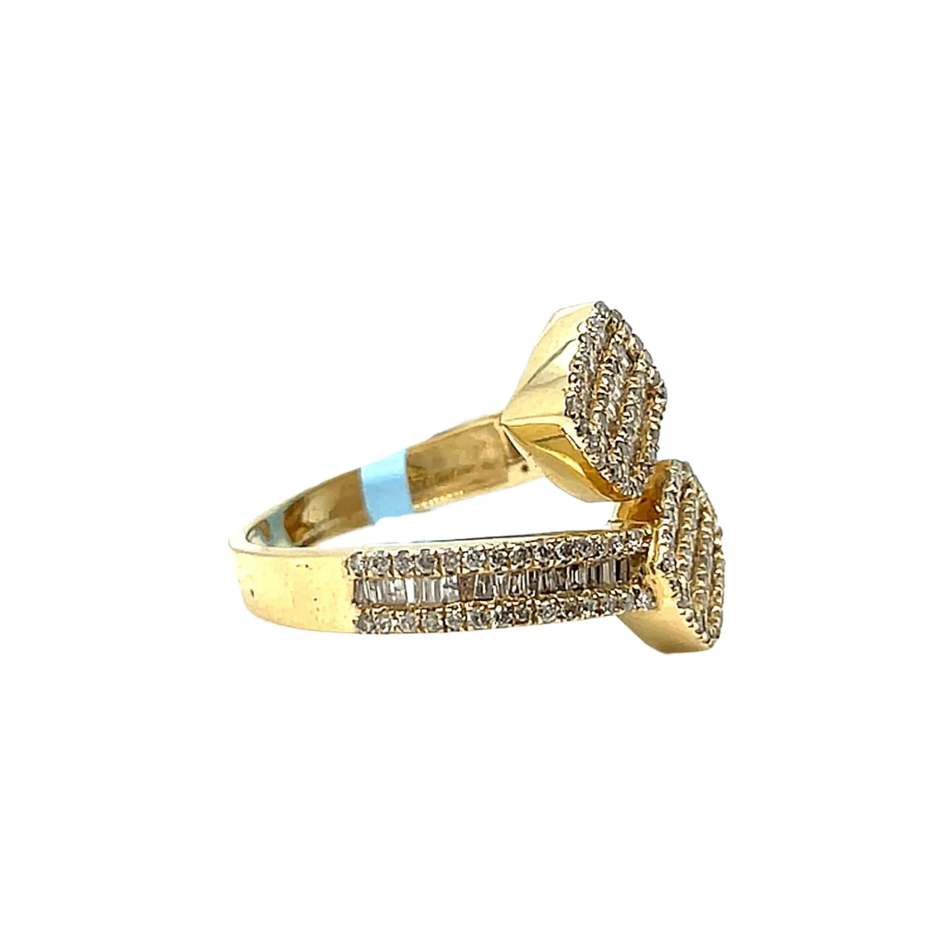 14k Gold 1.12ct Baguette Natural Diamonds Double Square Ring - EXRG2092