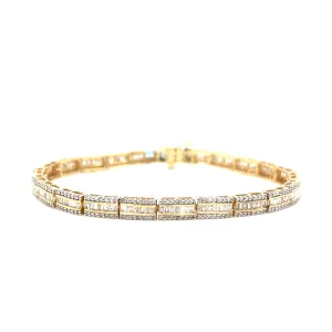 14k Gold 5mm Squares 3.75ct Baguette Natural Diamond 7" Bracelet - out505