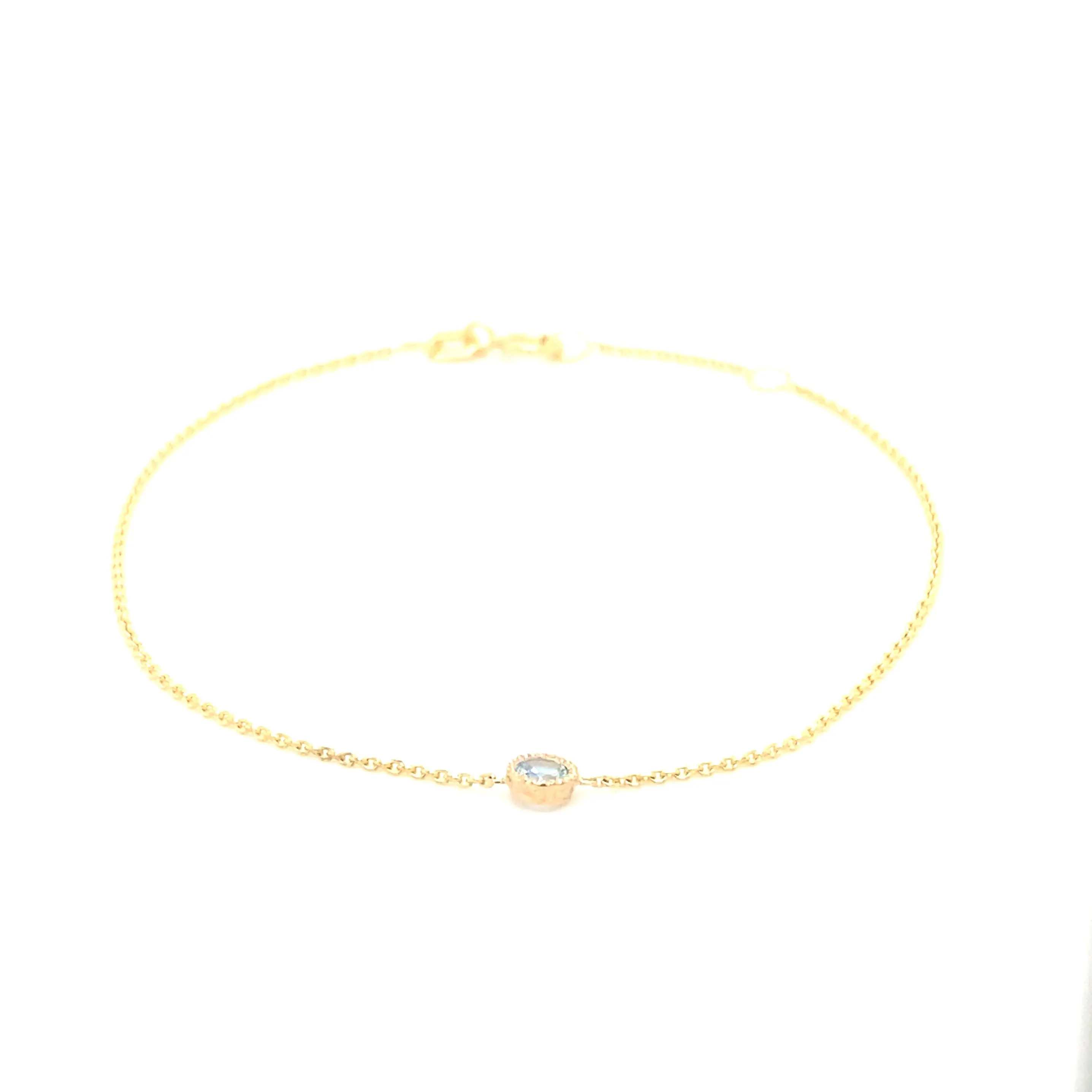 14K Gold Blue Topaz Bezel Bracelet