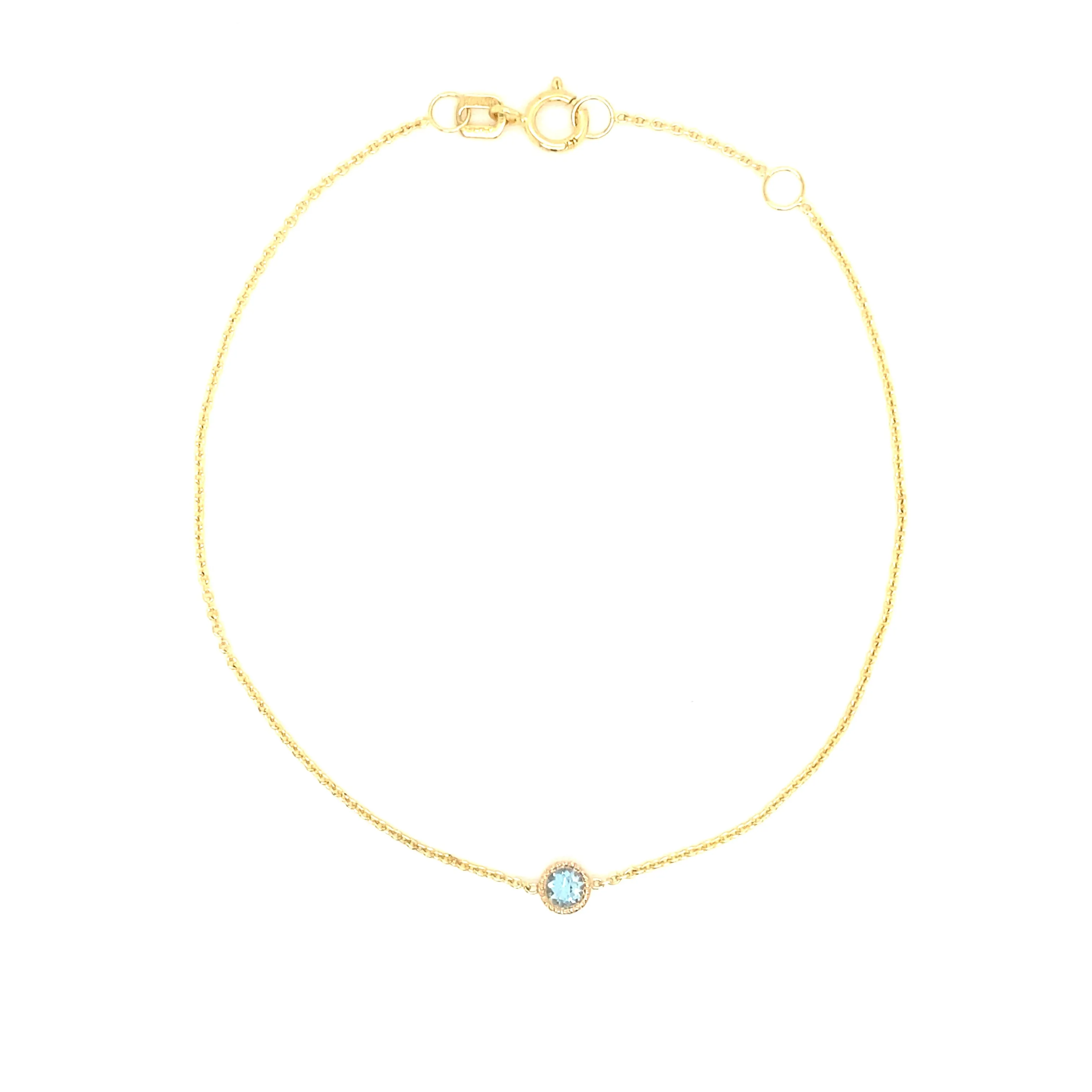14K Gold Blue Topaz Bezel Bracelet
