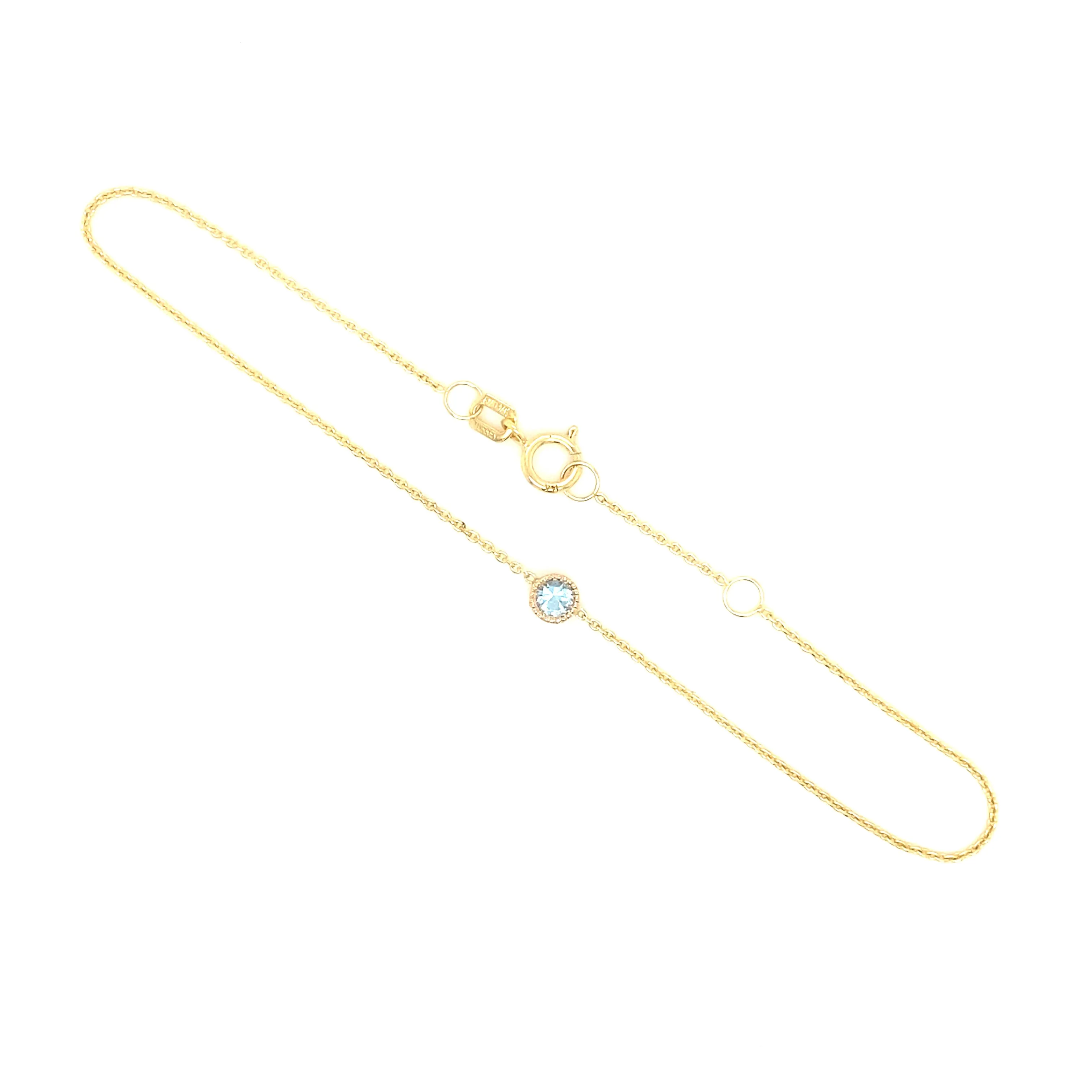 14K Gold Blue Topaz Bezel Bracelet