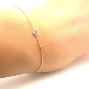 14K Gold Blue Topaz Bezel Bracelet