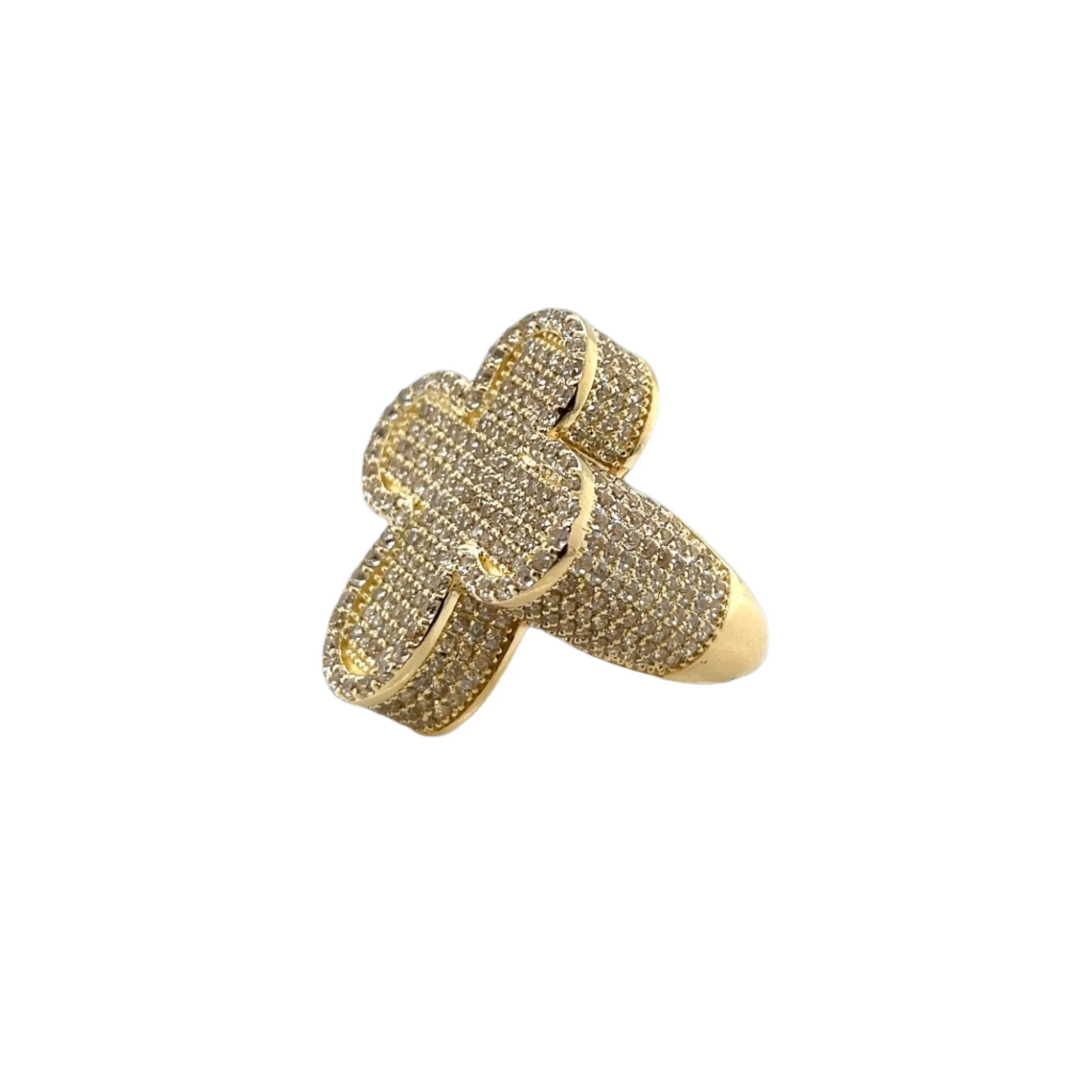 14K Gold Cross Ring W/ CZ