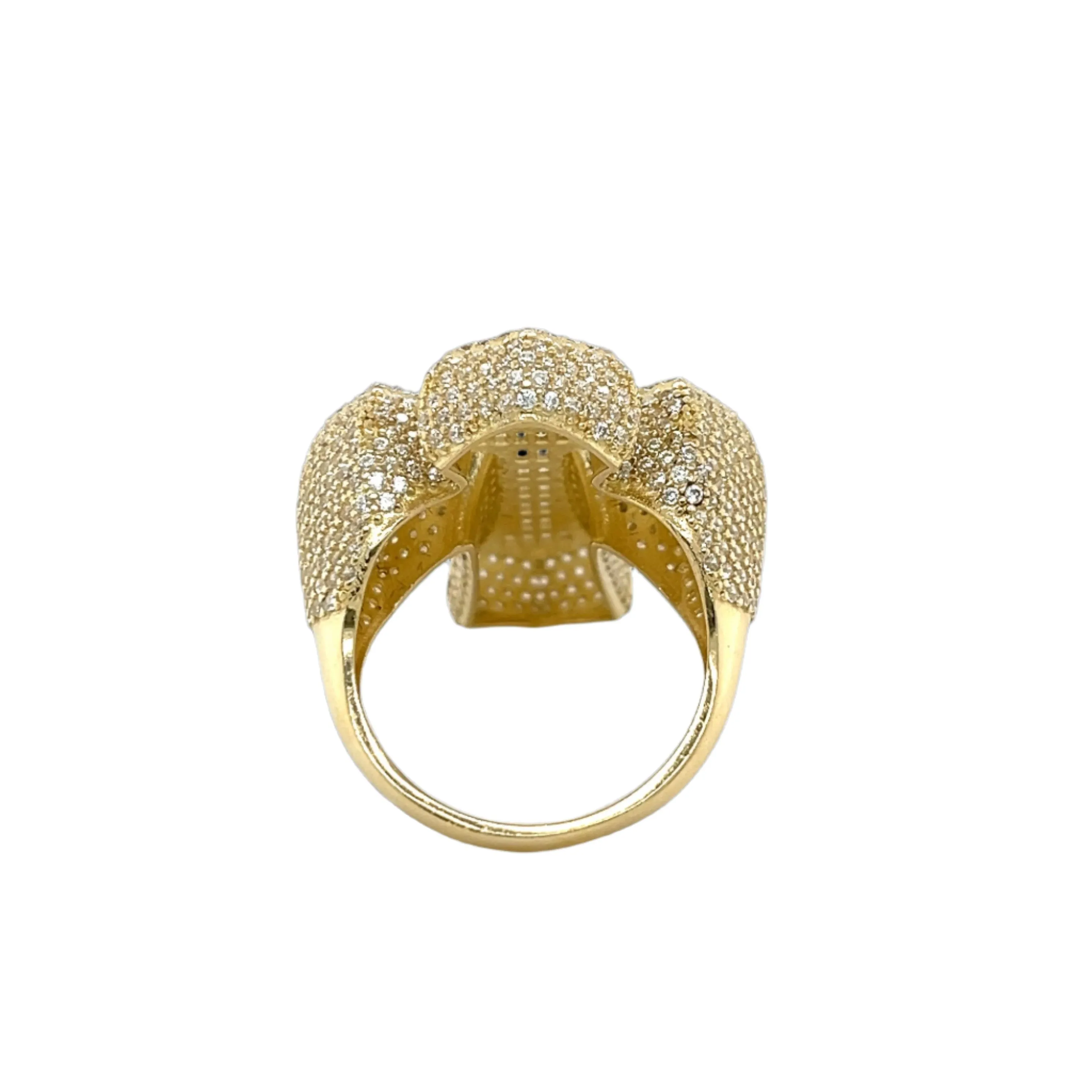 14K Gold CZ Baguette Cross Ring