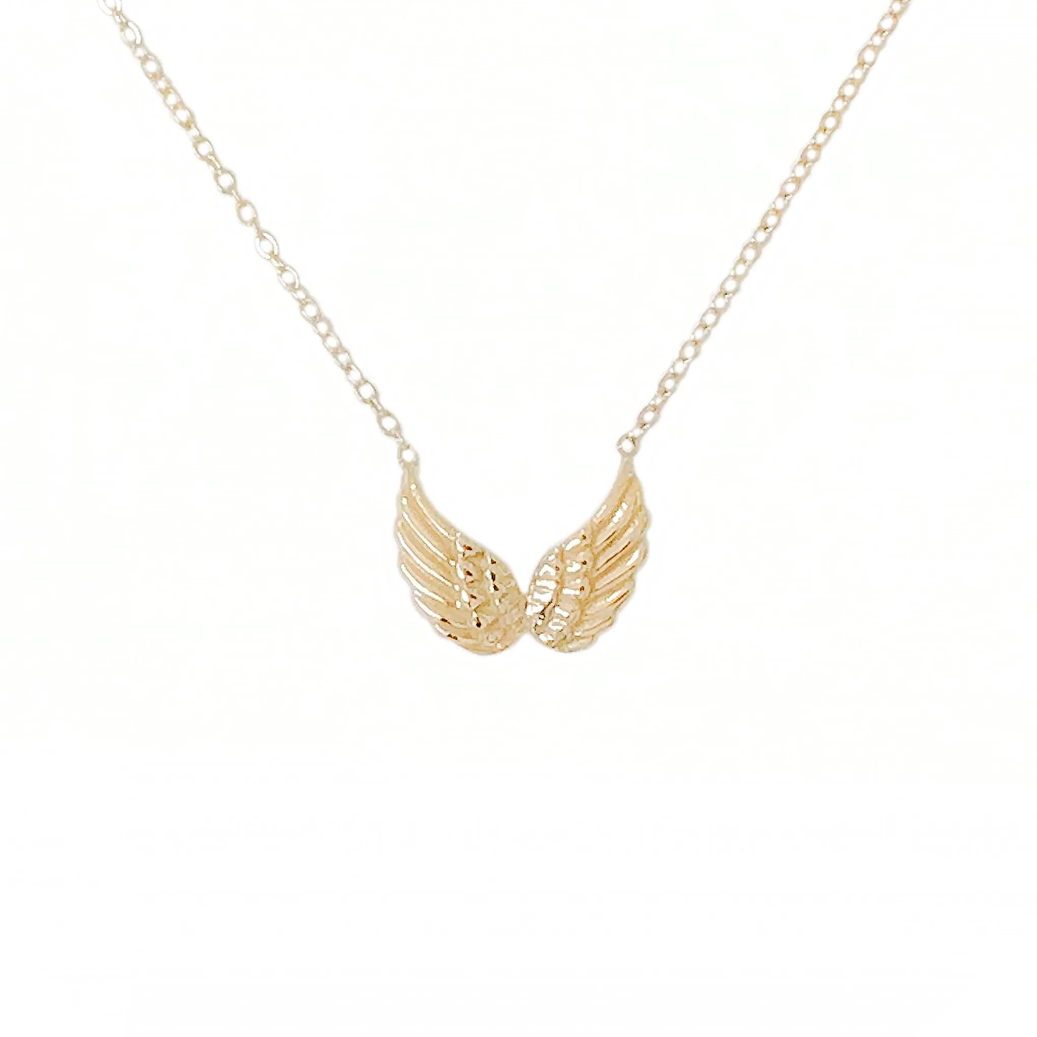 14K Gold Double Wing Necklace