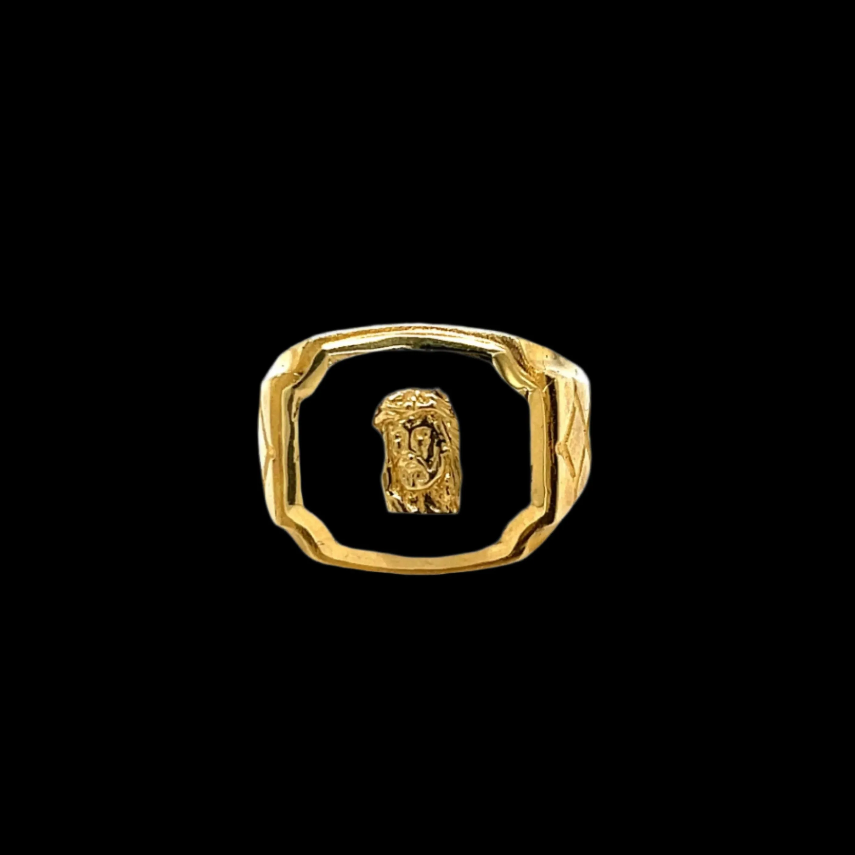 14K Gold Jesus Plain Ring