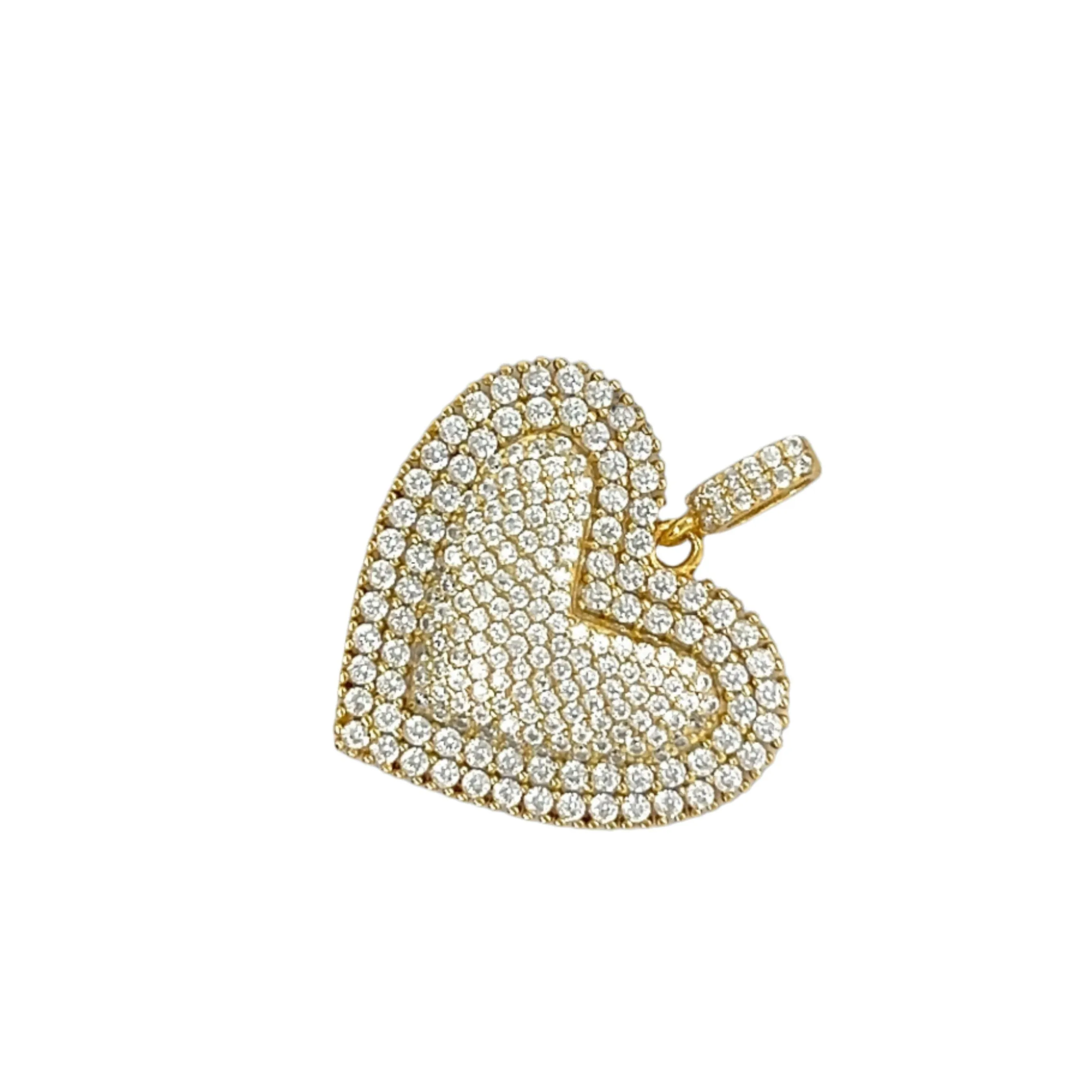 14K Gold Moissanite 0.8" Heart Charm Pendant - G415913