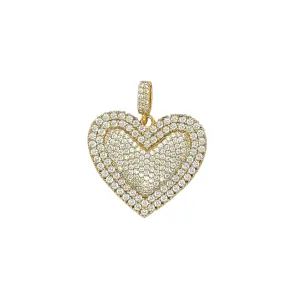 14K Gold Moissanite 0.8" Heart Charm Pendant - G415913
