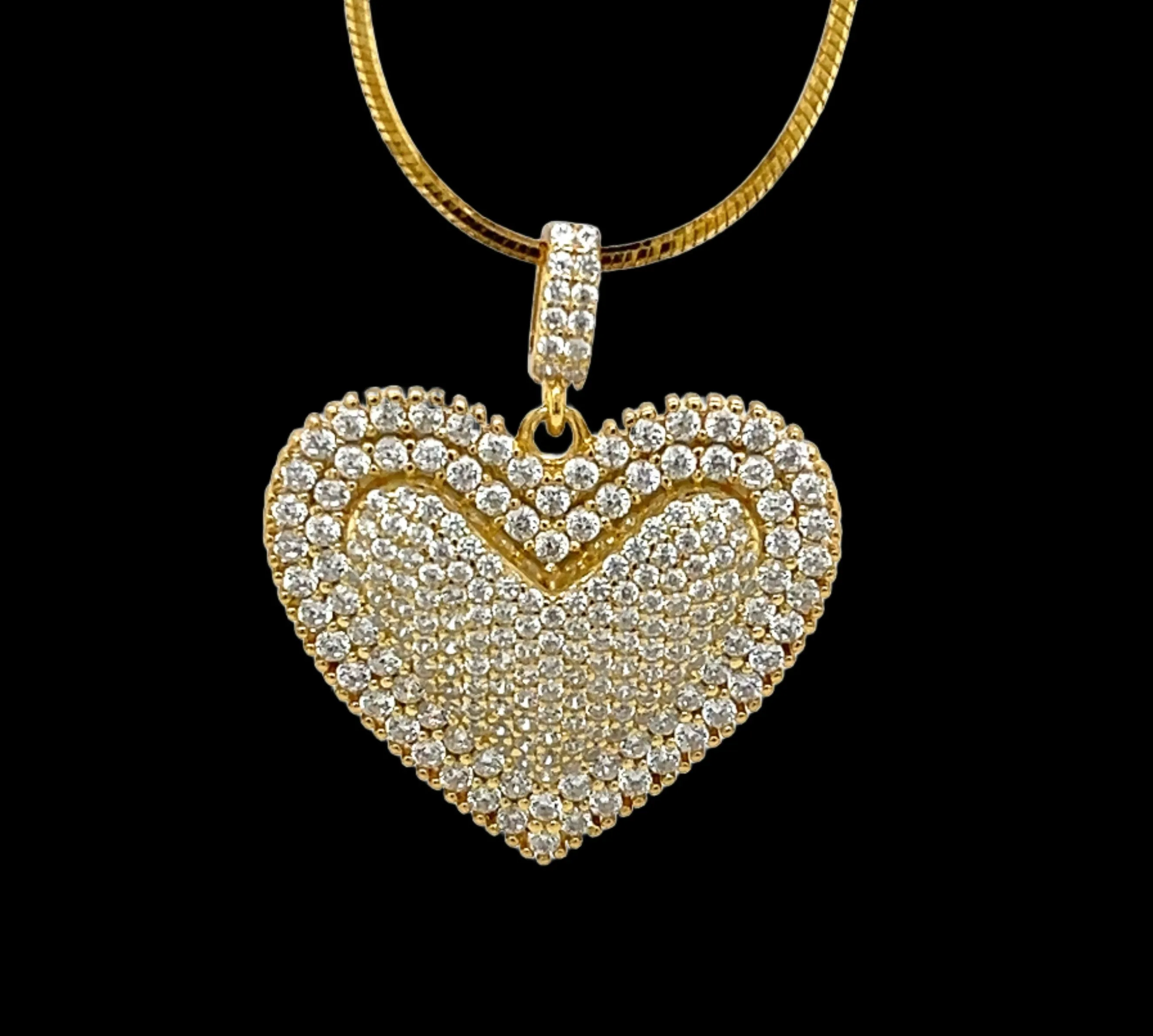 14K Gold Moissanite 0.8" Heart Charm Pendant - G415913