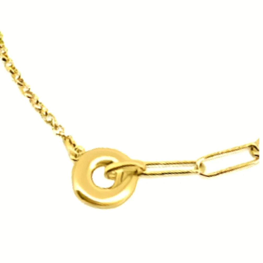 14k Gold over Sterling Silver Donut Charm Paperclip & Rolo 8" Bracelet