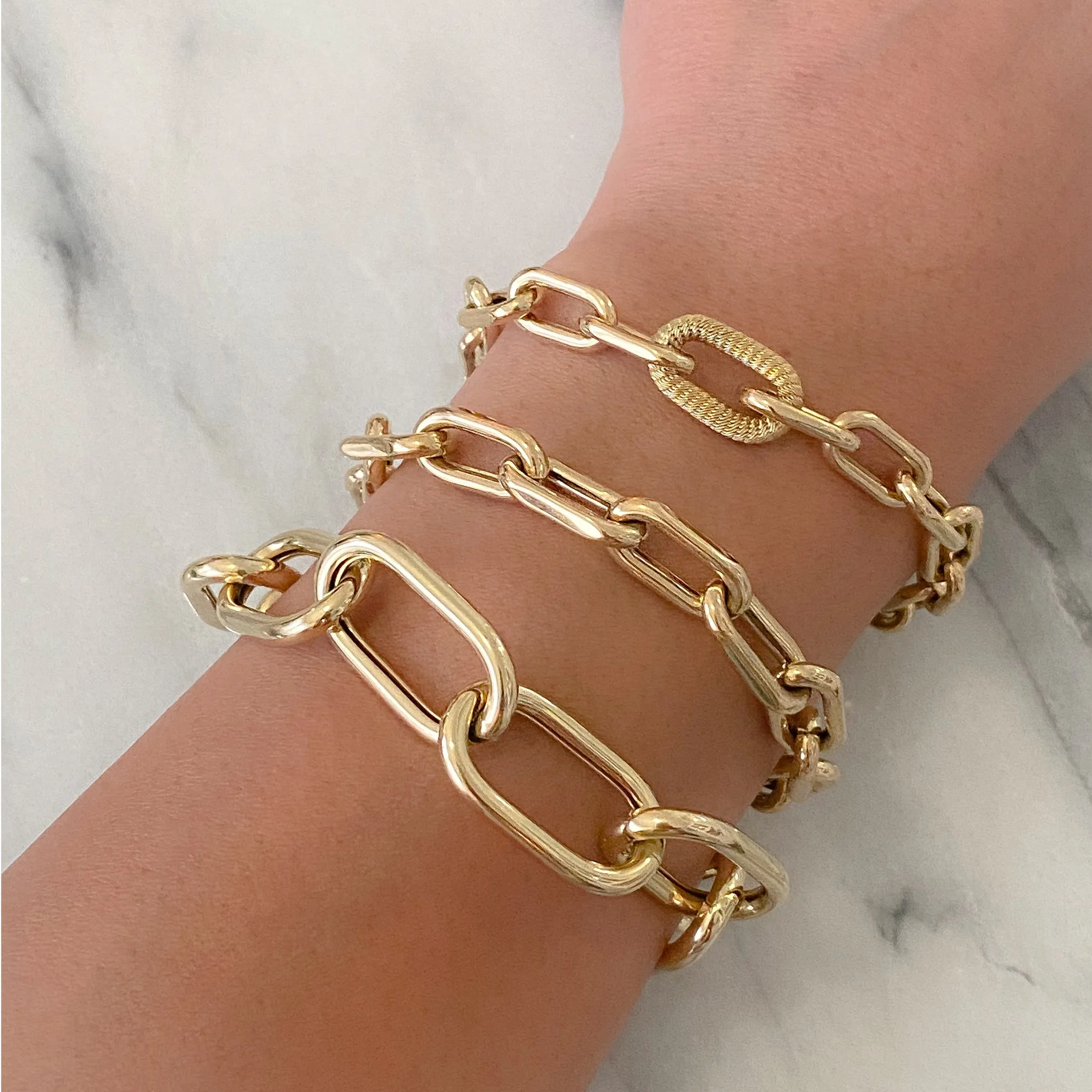 14K Gold Rope Detail Thick Oval Link Bracelet ~ LIMITED EDITION