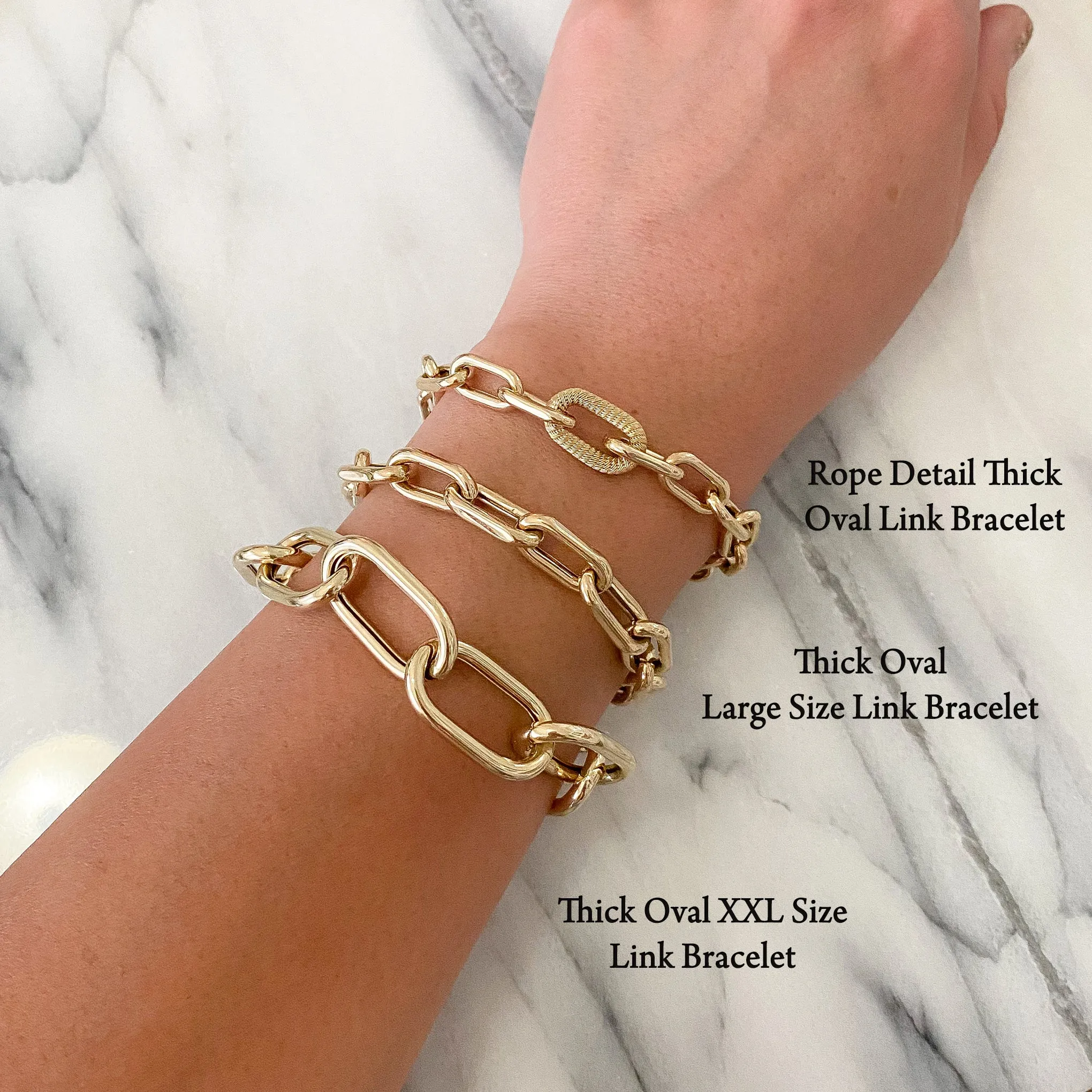 14K Gold Rope Detail Thick Oval Link Bracelet ~ LIMITED EDITION