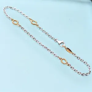 14K Gold Rope Station Bracelet with 3 Links