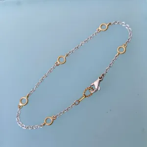 14K Gold Rope Station Bracelet with 5 Links