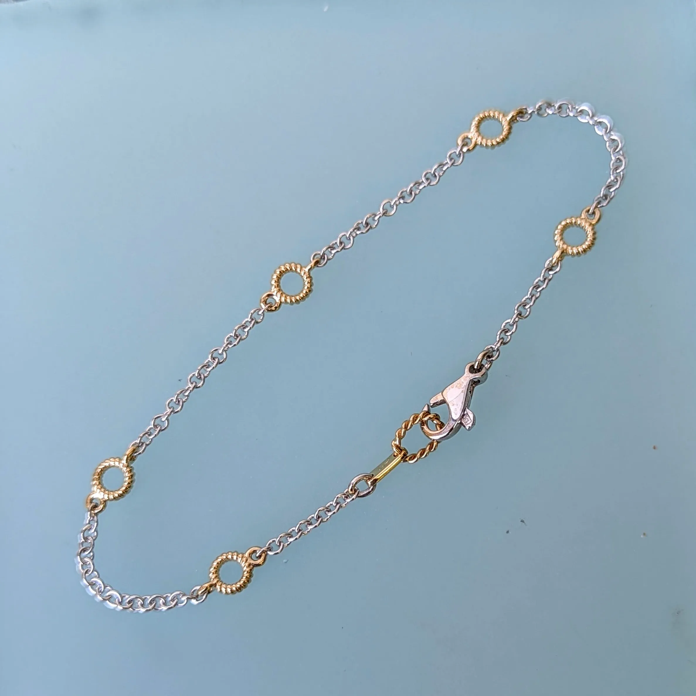 14K Gold Rope Station Bracelet with 5 Links