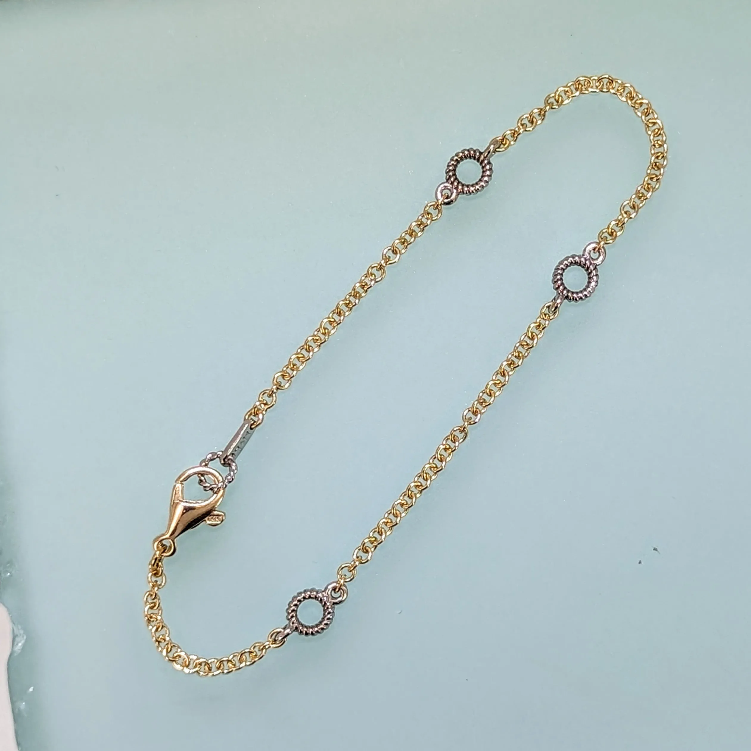 14K Gold Rope Station Bracelet with 5 Links