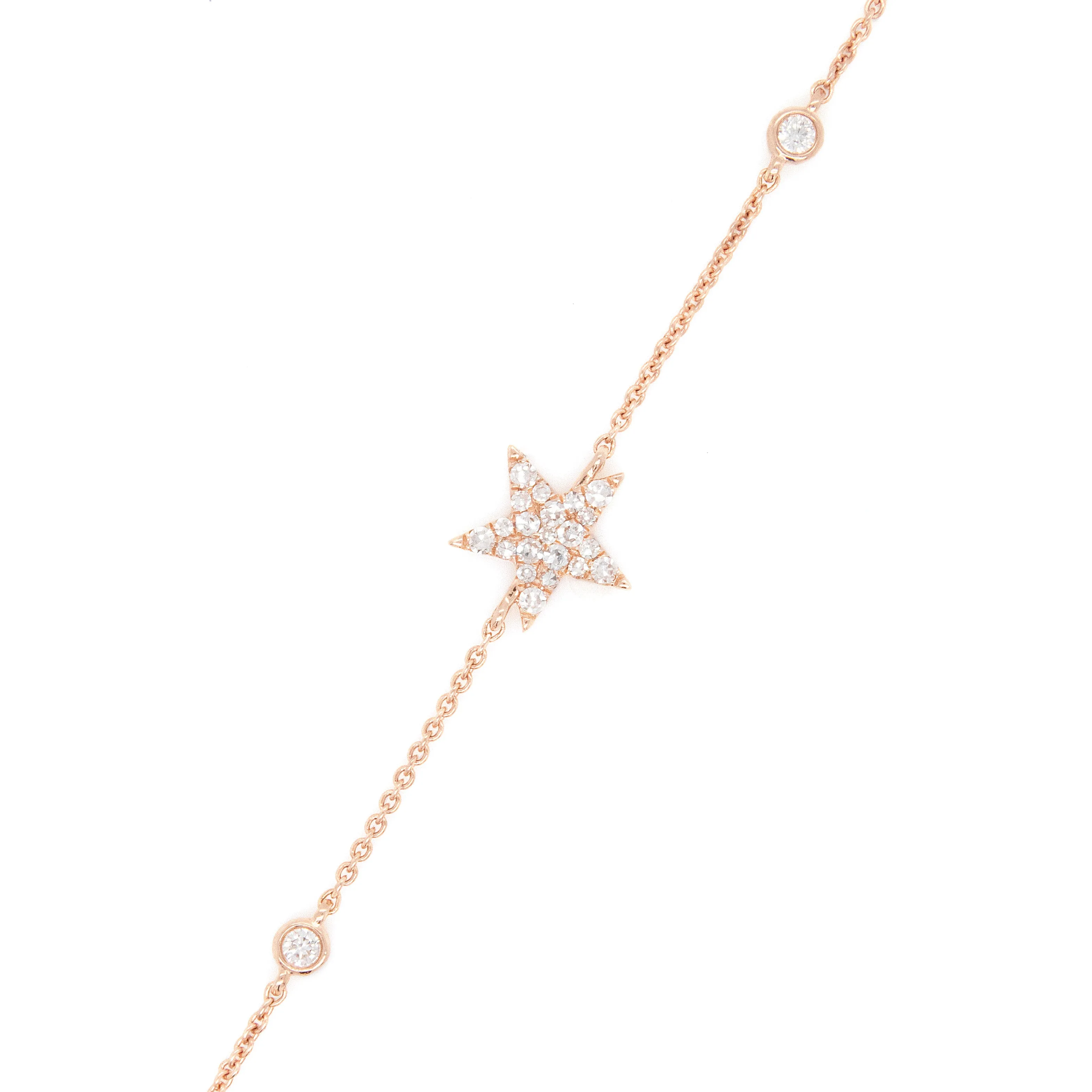 14k Rose Gold Diamond Star Bracelet
