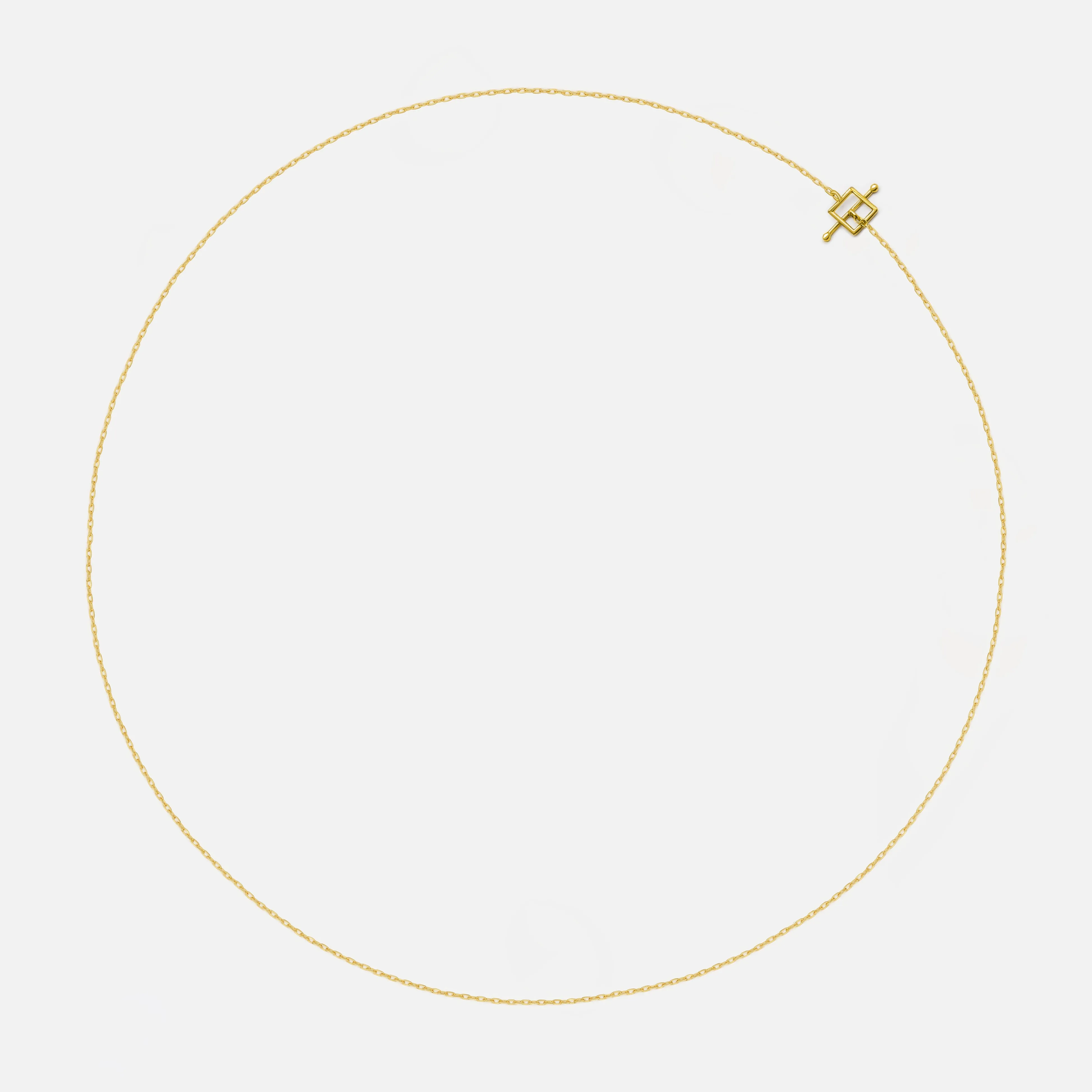 14k Solid Gold Thin Geometric Square Necklace