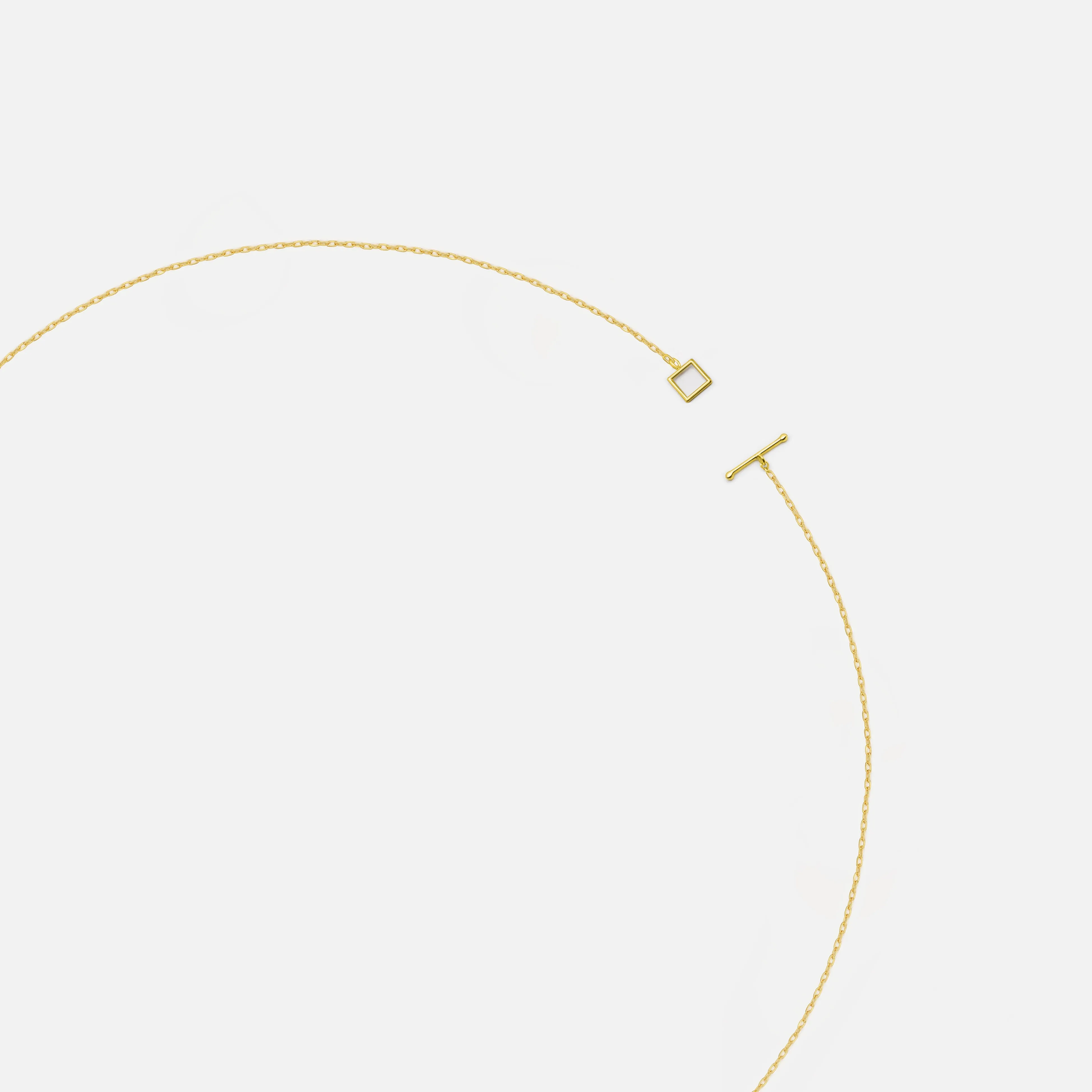 14k Solid Gold Thin Geometric Square Necklace