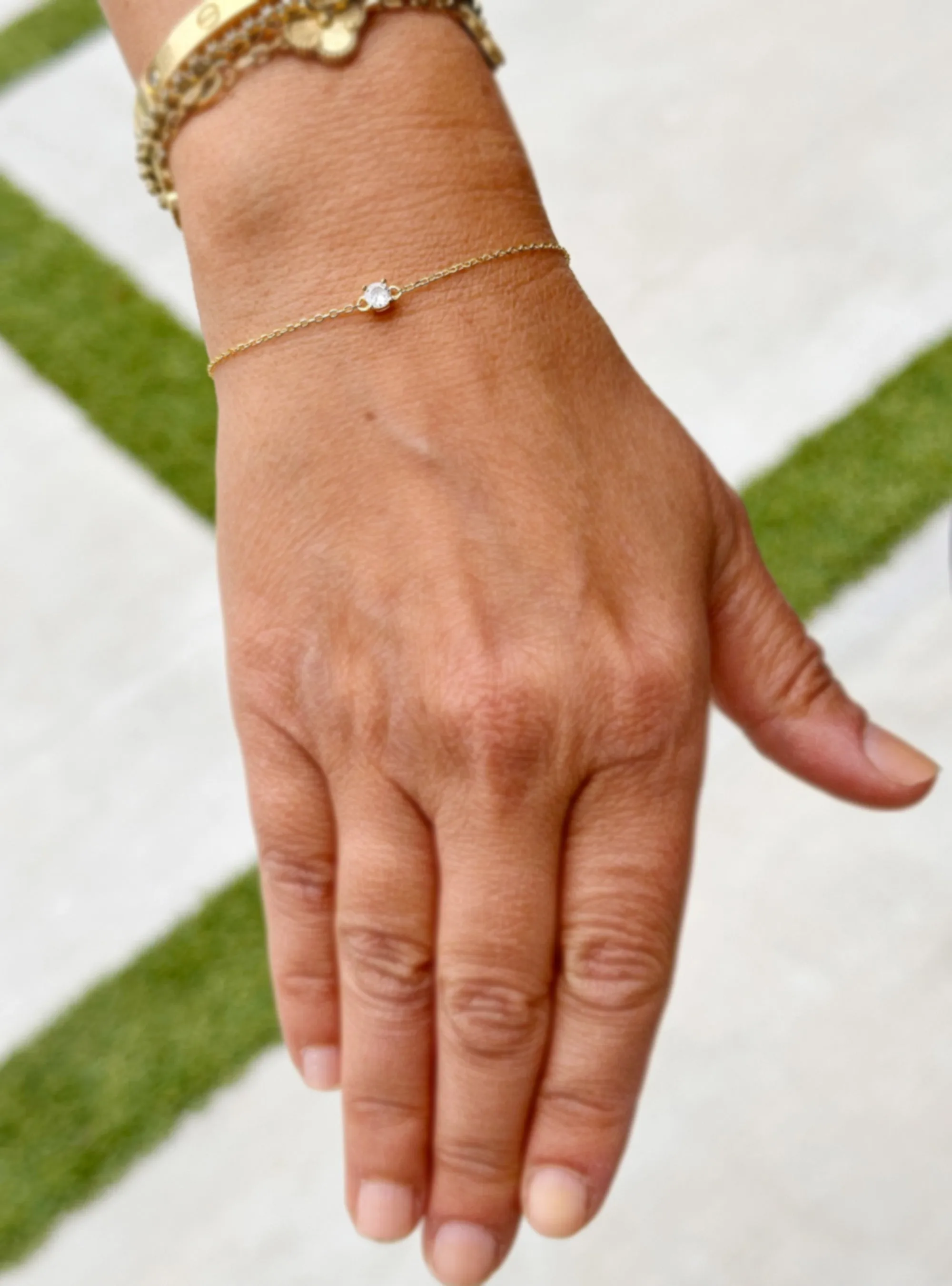 14k Solid Yellow Gold Bracelet CVD Diamond Bracelet Gold Chain Diamond Bracelet, Chain Diamond Bracelet Prong Set 0.25ctw Minimalist Style