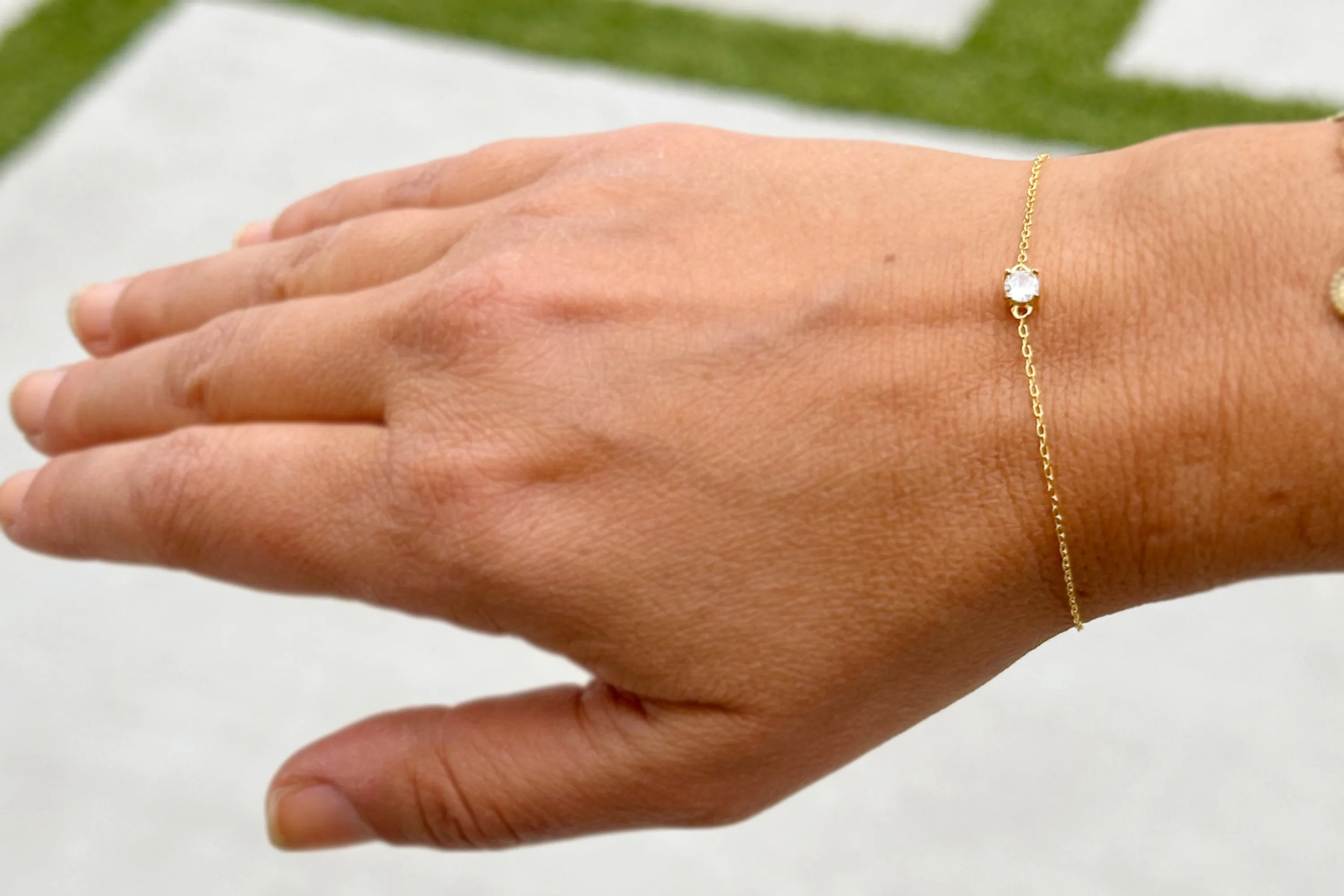 14k Solid Yellow Gold Bracelet CVD Diamond Bracelet Gold Chain Diamond Bracelet, Chain Diamond Bracelet Prong Set 0.25ctw Minimalist Style