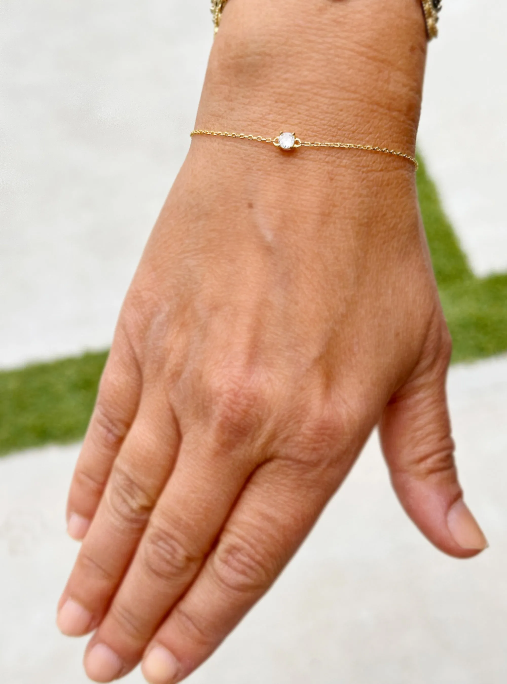 14k Solid Yellow Gold Bracelet CVD Diamond Bracelet Gold Chain Diamond Bracelet, Chain Diamond Bracelet Prong Set 0.25ctw Minimalist Style