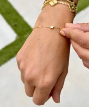 14k Solid Yellow Gold Bracelet CVD Diamond Bracelet Gold Chain Diamond Bracelet, Chain Diamond Bracelet Prong Set 0.25ctw Minimalist Style