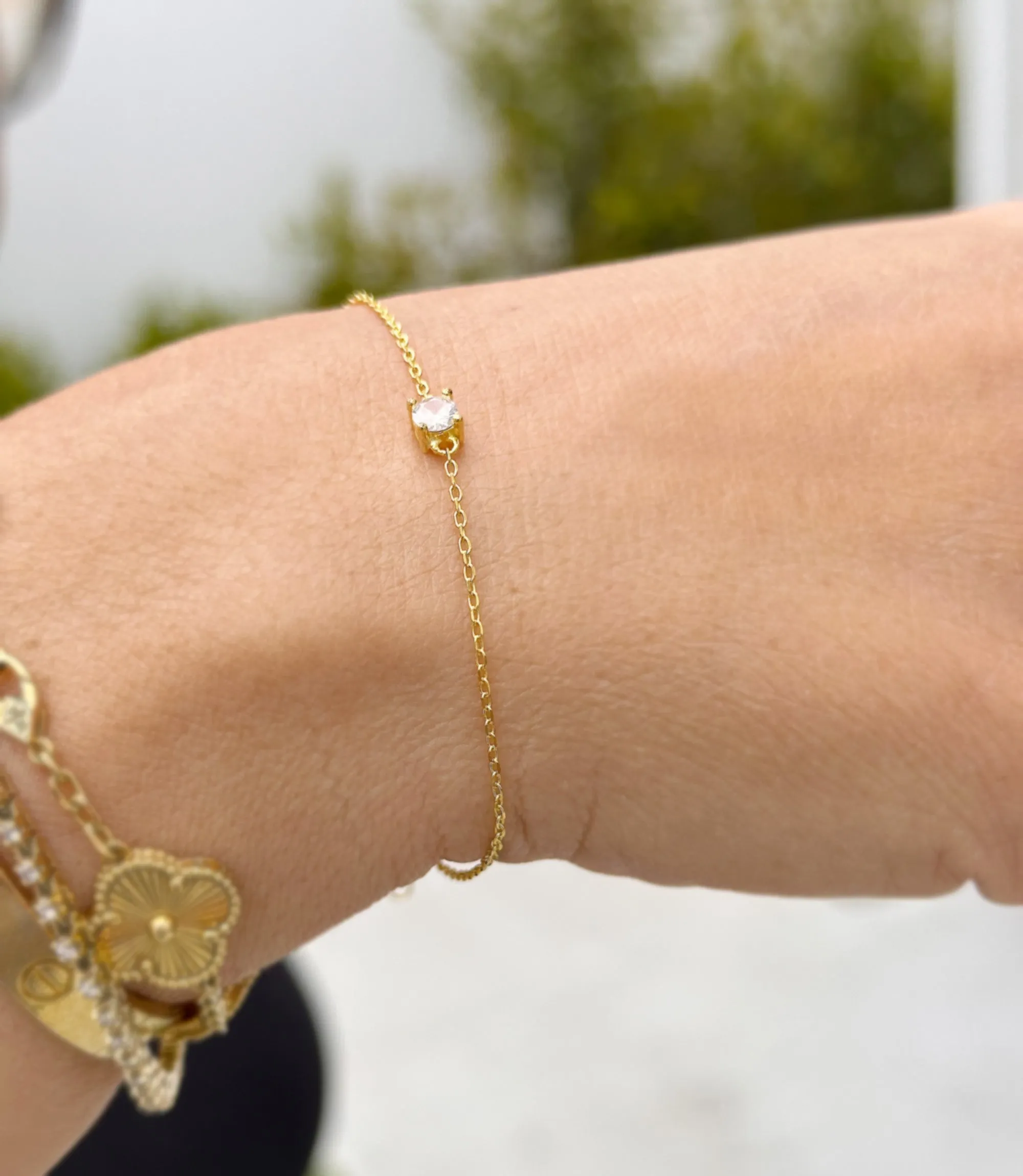 14k Solid Yellow Gold Bracelet CVD Diamond Bracelet Gold Chain Diamond Bracelet, Chain Diamond Bracelet Prong Set 0.25ctw Minimalist Style