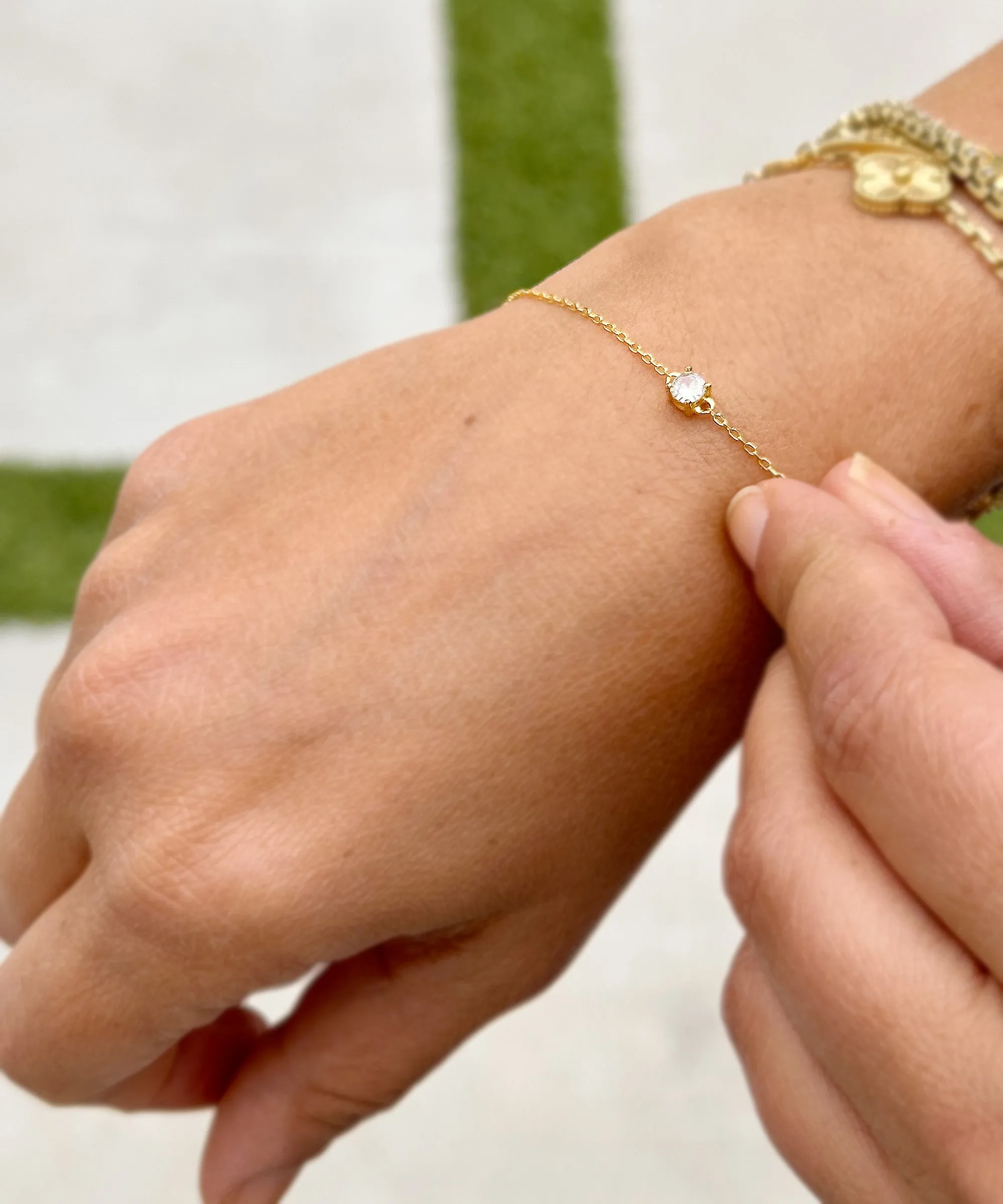 14k Solid Yellow Gold Bracelet CVD Diamond Bracelet Gold Chain Diamond Bracelet, Chain Diamond Bracelet Prong Set 0.25ctw Minimalist Style