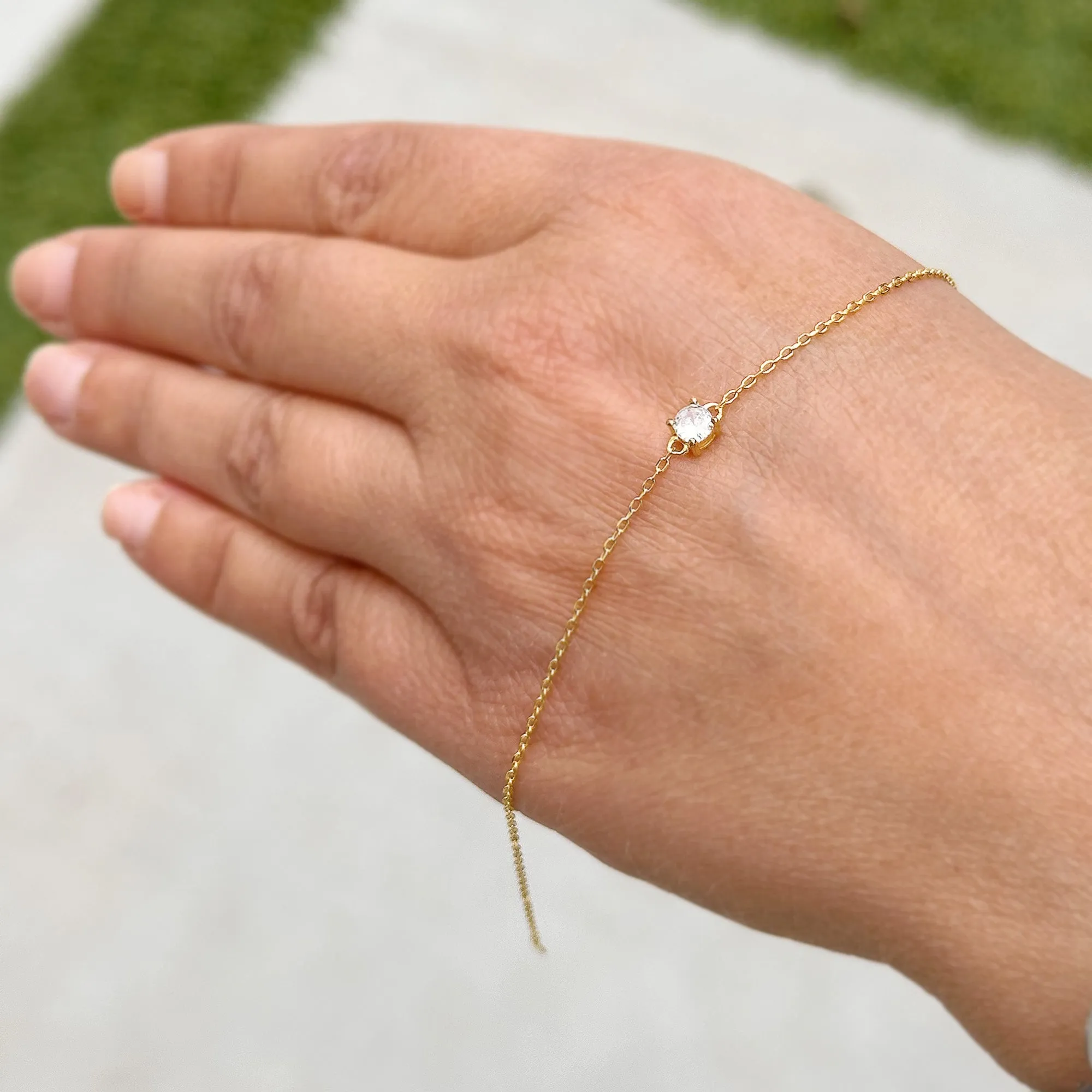 14k Solid Yellow Gold Bracelet CVD Diamond Bracelet Gold Chain Diamond Bracelet, Chain Diamond Bracelet Prong Set 0.25ctw Minimalist Style