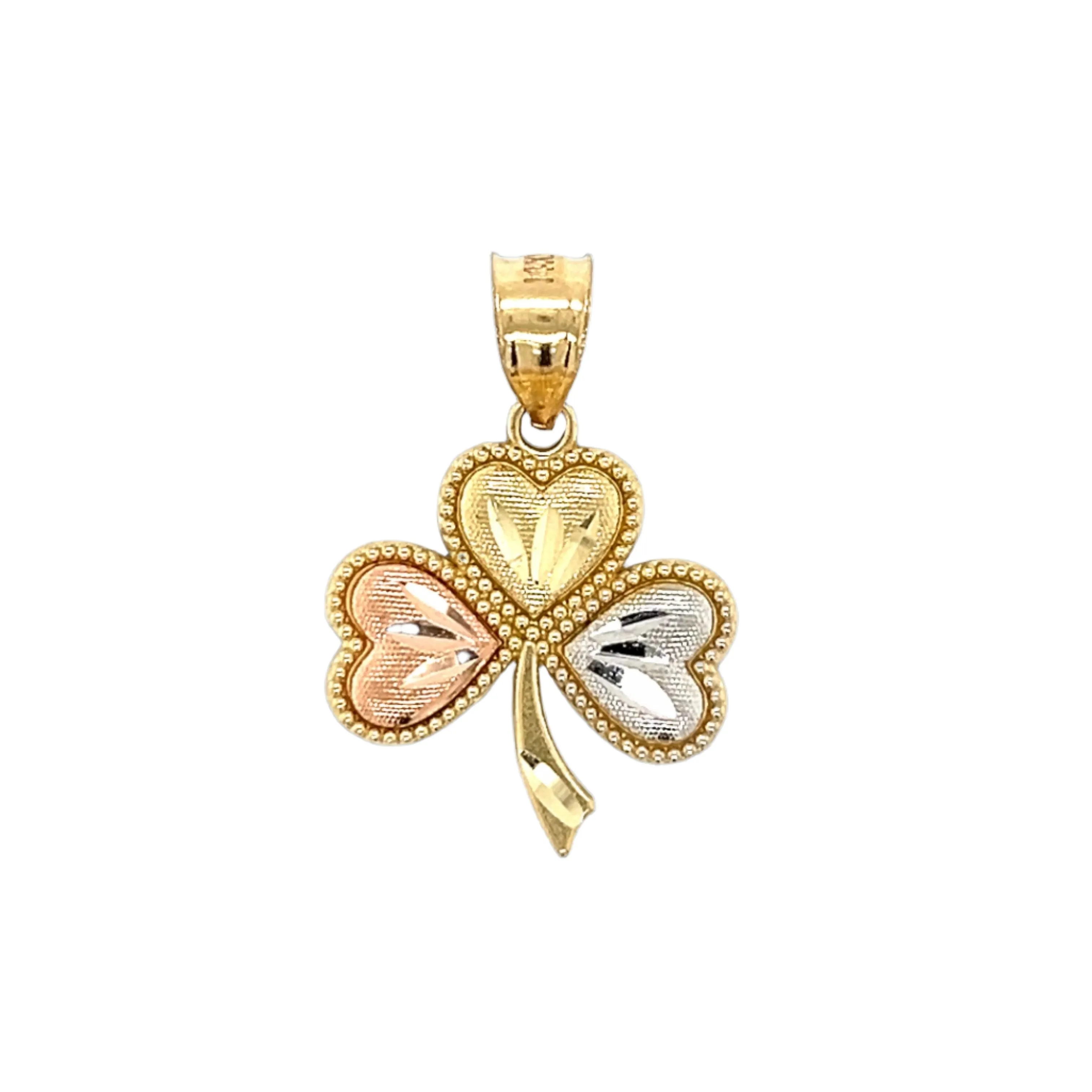 14K Three Toned Clover Pendant