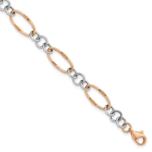 14k Two Tone Gold Polished Link Bracelet