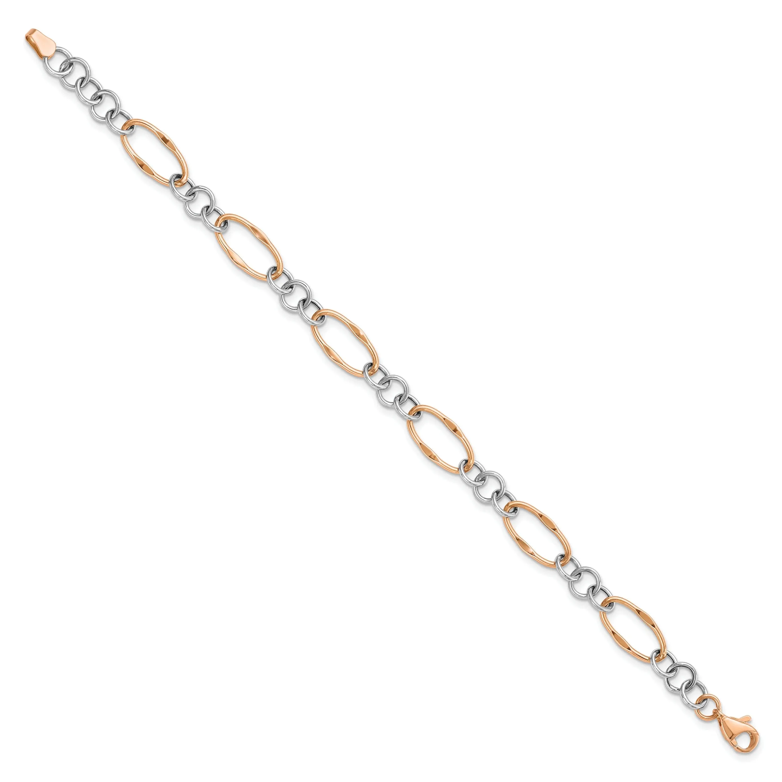 14k Two Tone Gold Polished Link Bracelet