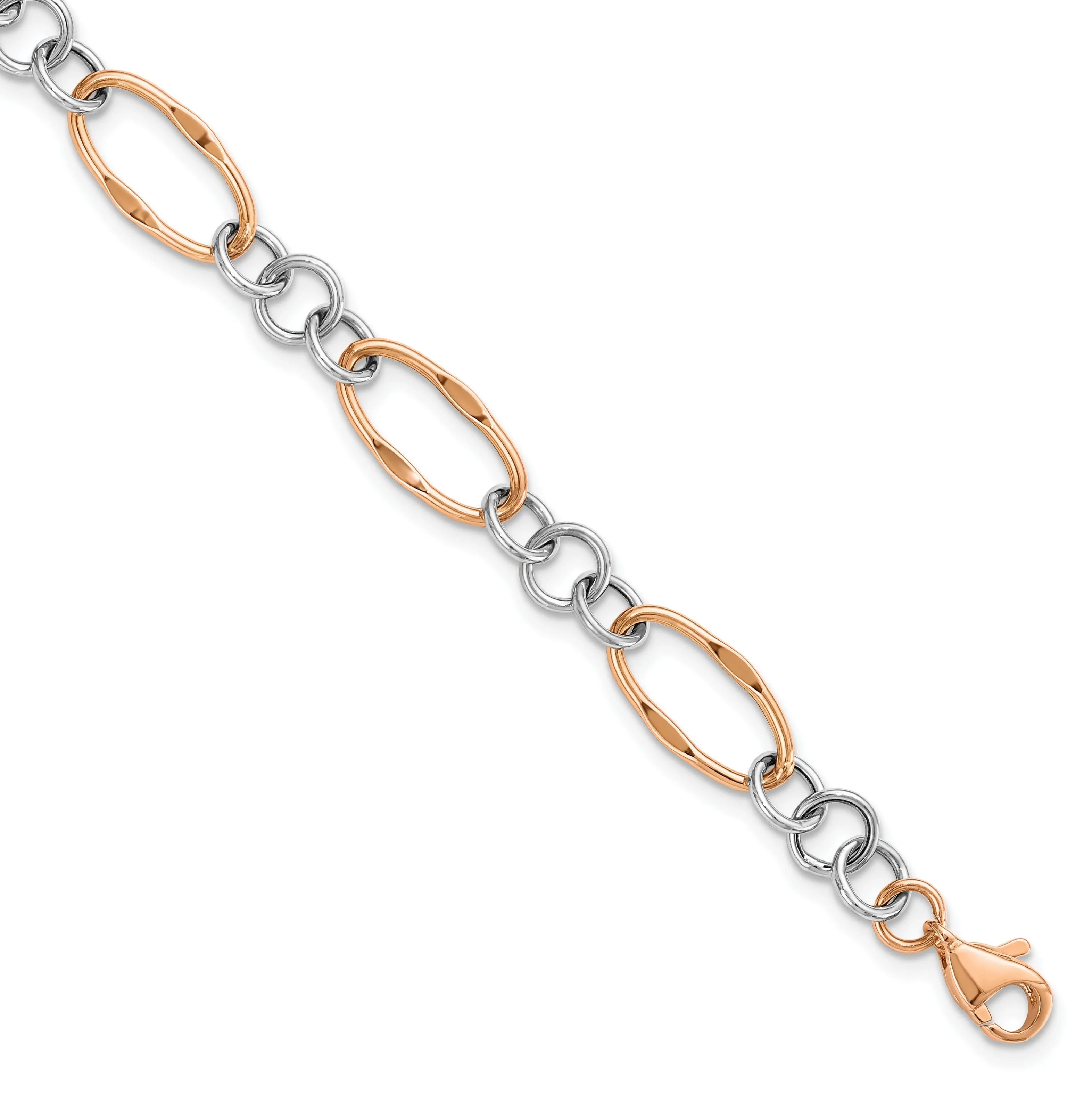14k Two Tone Gold Polished Link Bracelet