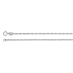 14K White 1.75 mm Solid Rope 7" Chain