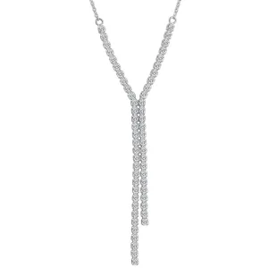 14K White Gold (0.75ct) Diamond Feather Bright Necklace