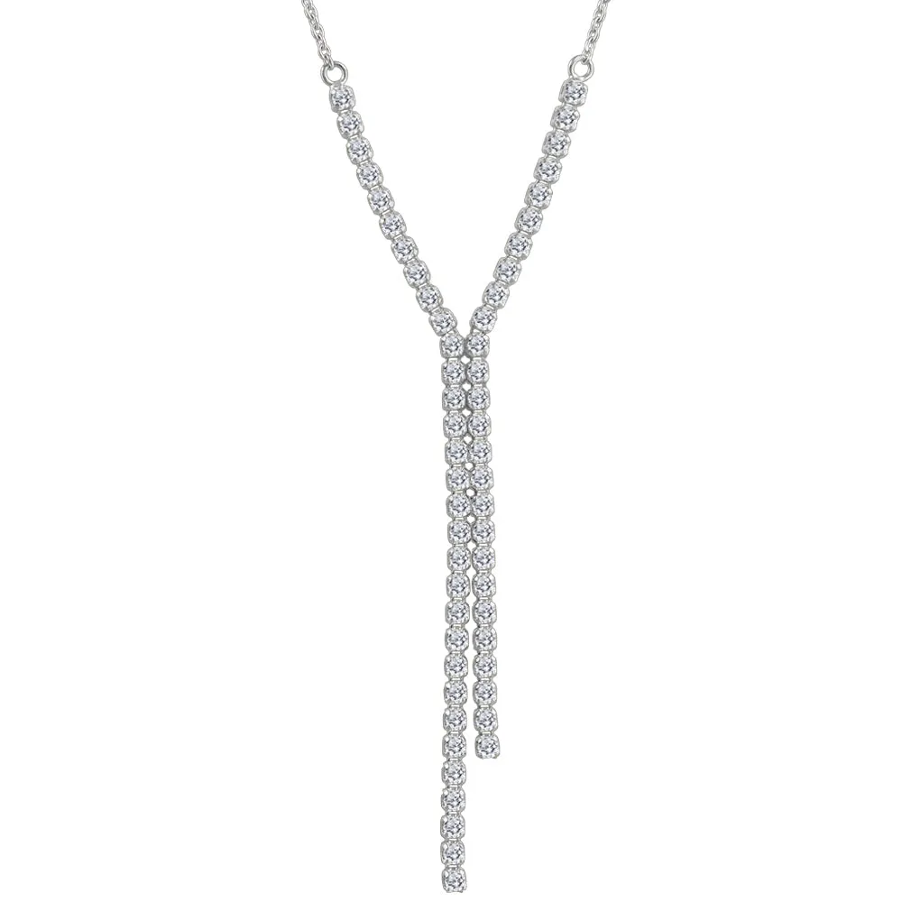 14K White Gold (0.75ct) Diamond Feather Bright Necklace