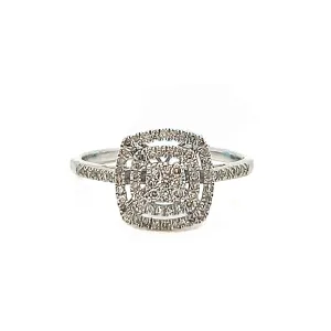 14k White Gold 10mm Square 0.34ct #6.5 Ring - SR16800