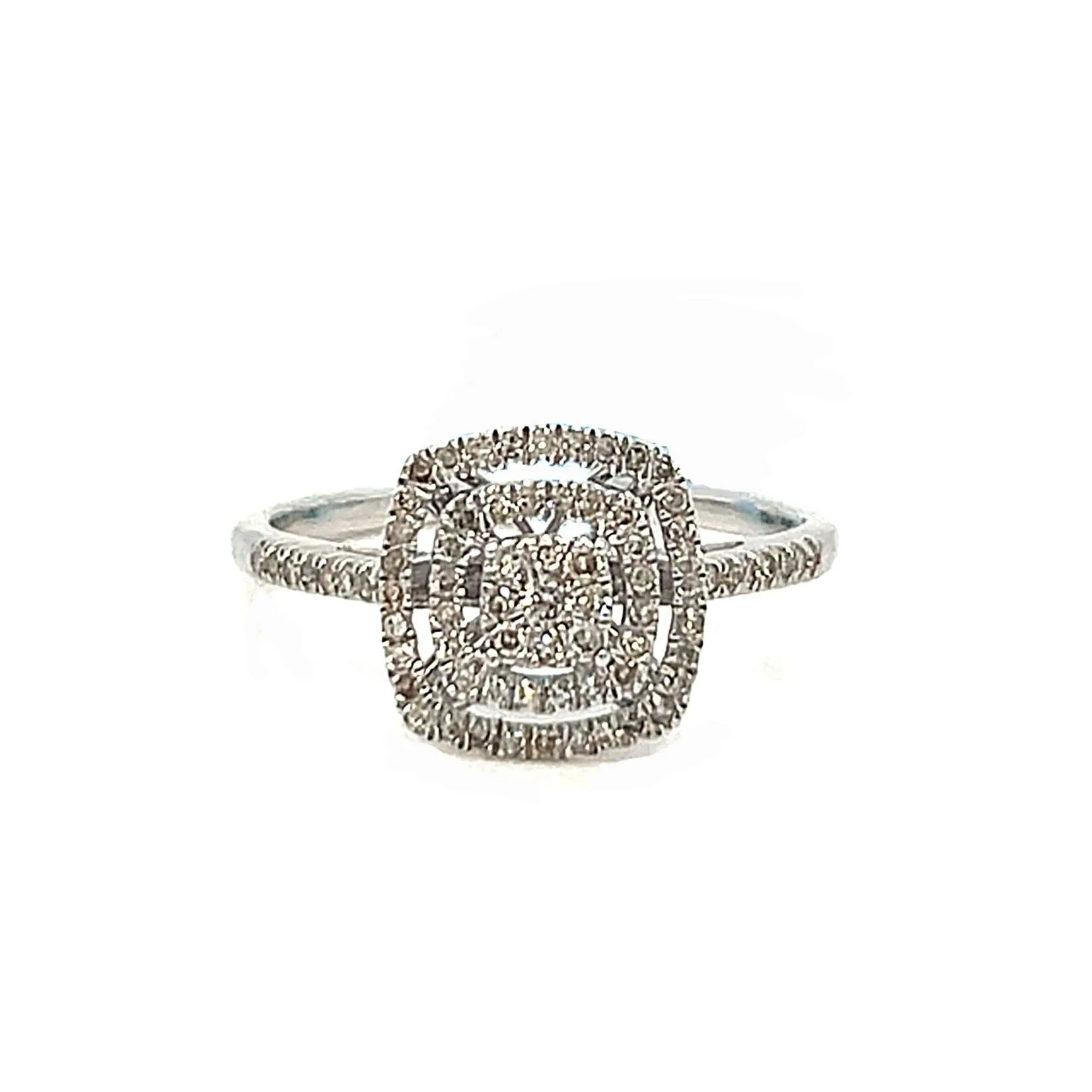 14k White Gold 10mm Square 0.34ct #6.5 Ring - SR16800