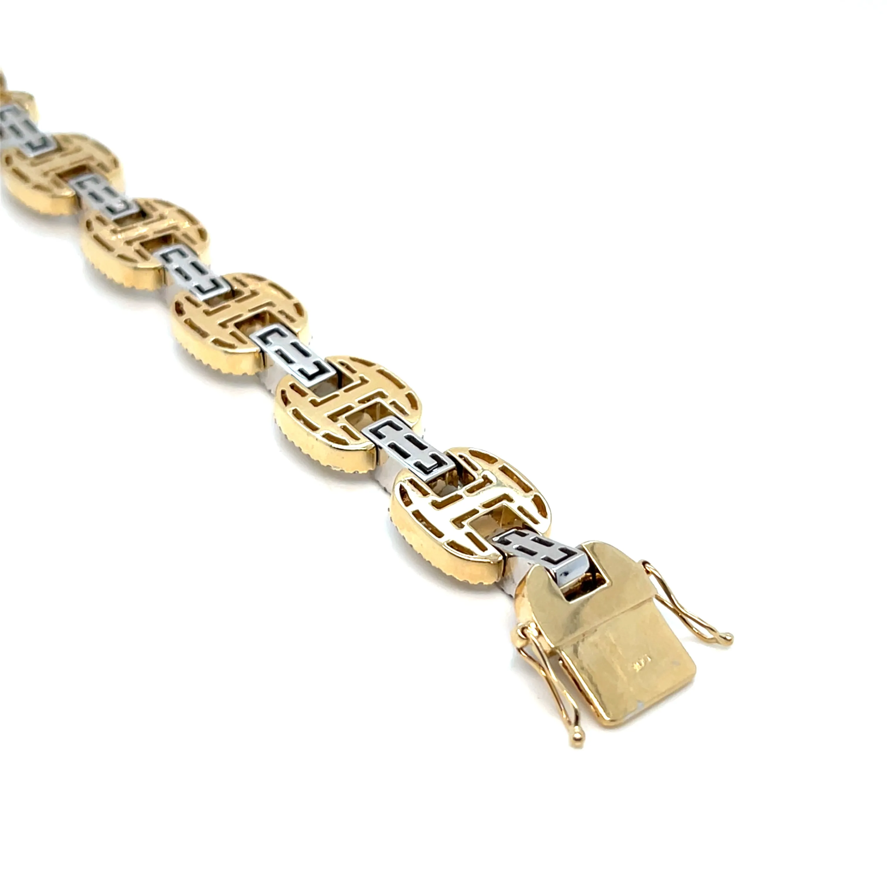 14k White Gold 13mm Gucci Link 8.47ct Baguette Natural Diamond 8.25" Bling Iced Out Bracelet - BR-48839