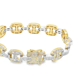 14k White Gold 13mm Gucci Link 8.47ct Baguette Natural Diamond 8.25" Bling Iced Out Bracelet - BR-48839