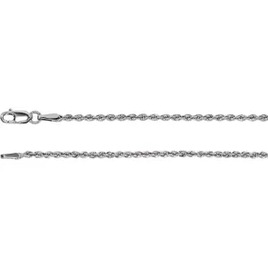 14k White Gold 1.85mm Rope Chain 7" Chain
