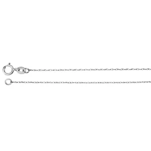 14k White Gold .75mm Solid Rope 7" Chain