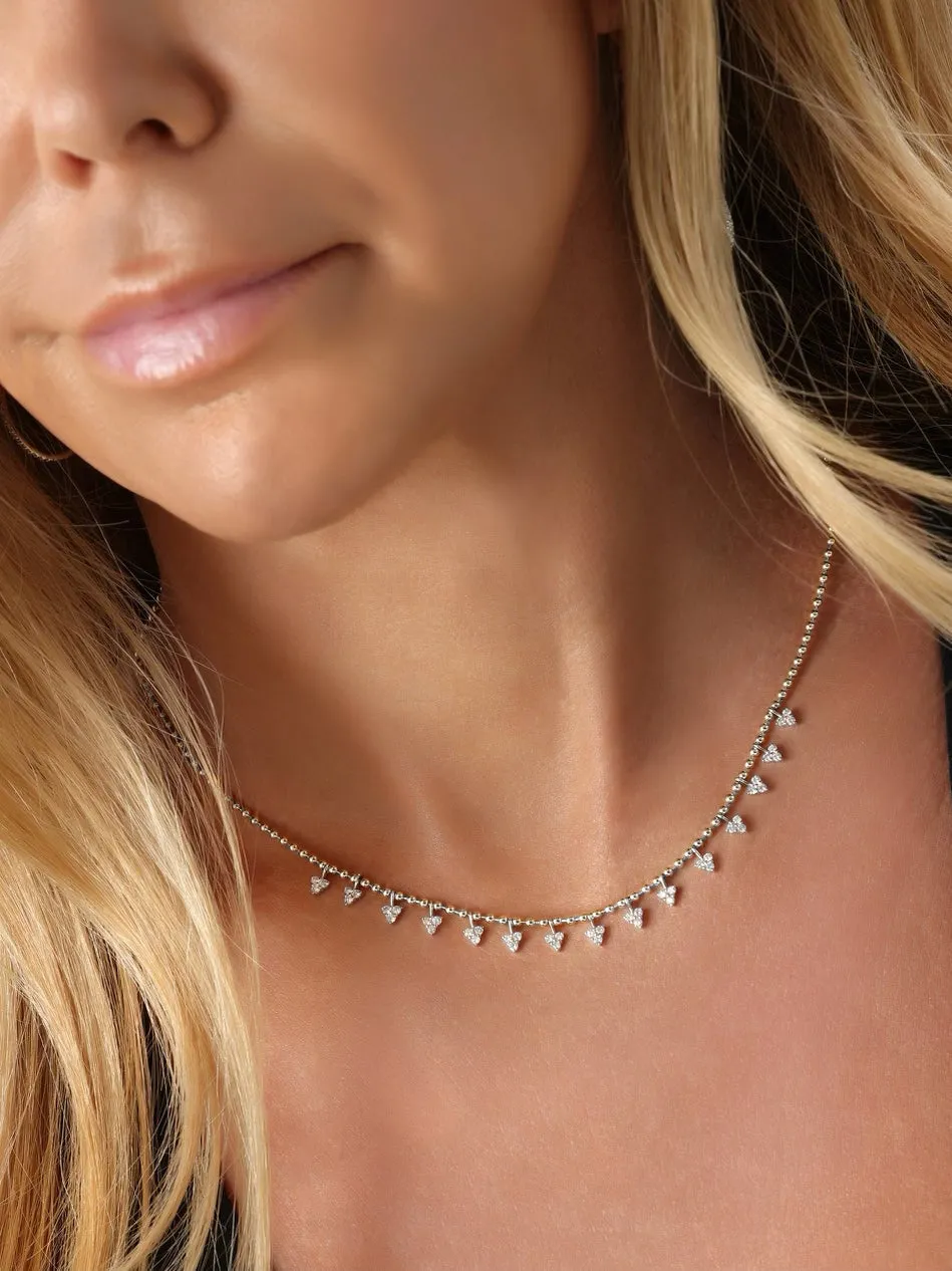14k White Gold Diamond Arrow Necklace
